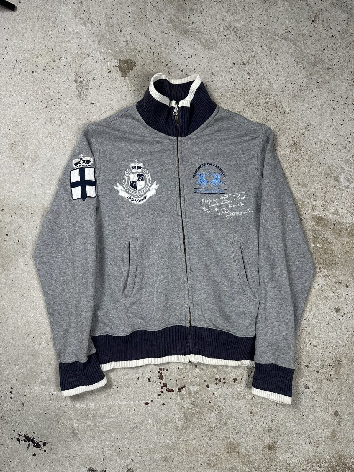 La Martina × Vintage Vintage Y2K La Martina Argentina Full Zip Sweatshirt Grey Size US L / EU 52-54 / 3 - 1 Thumbnail