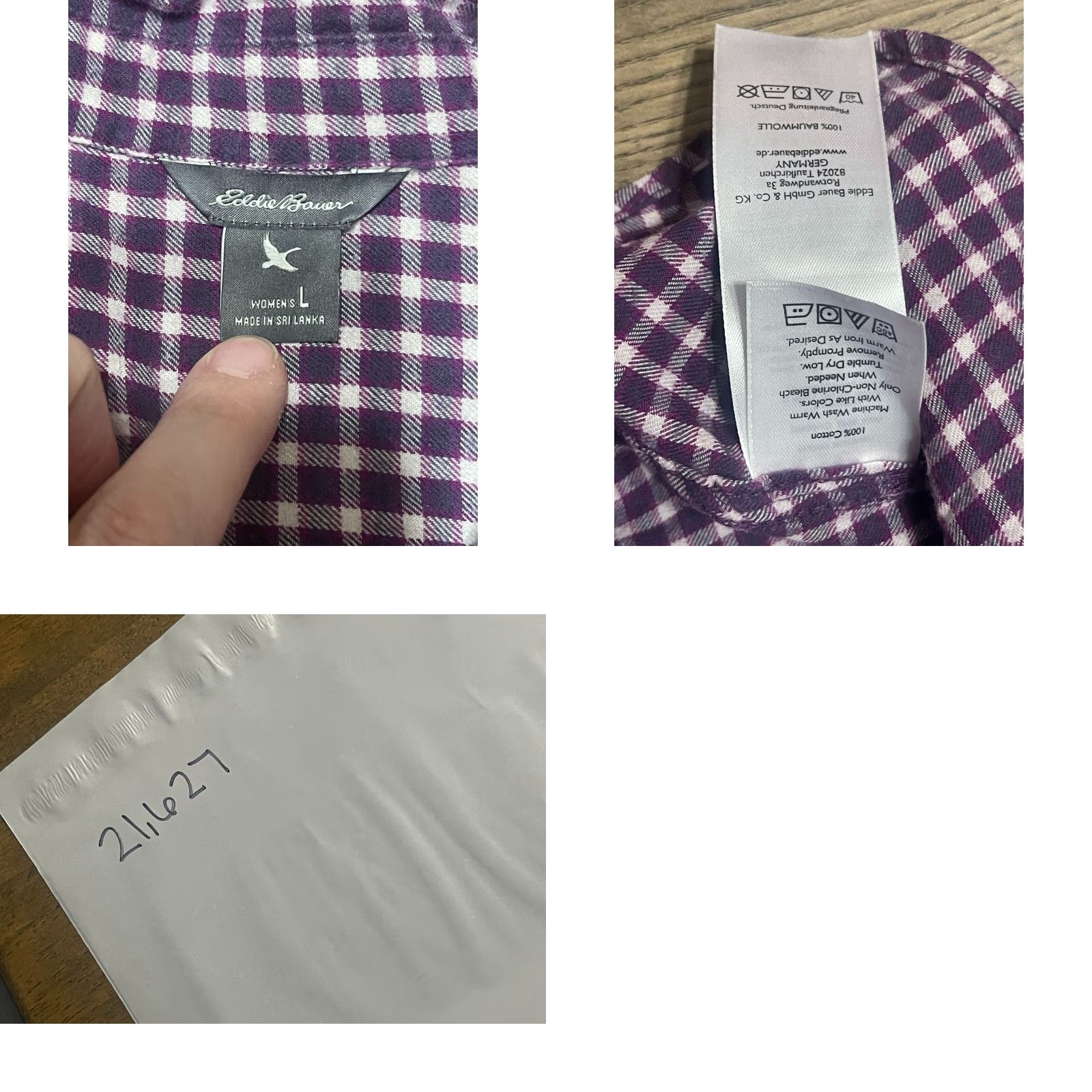 Eddie Bauer VINTAGE Eddie Bauer Shirt Women L Purple White Check Button Up Pockets Size L / US 10 / IT 46 - 8 Thumbnail