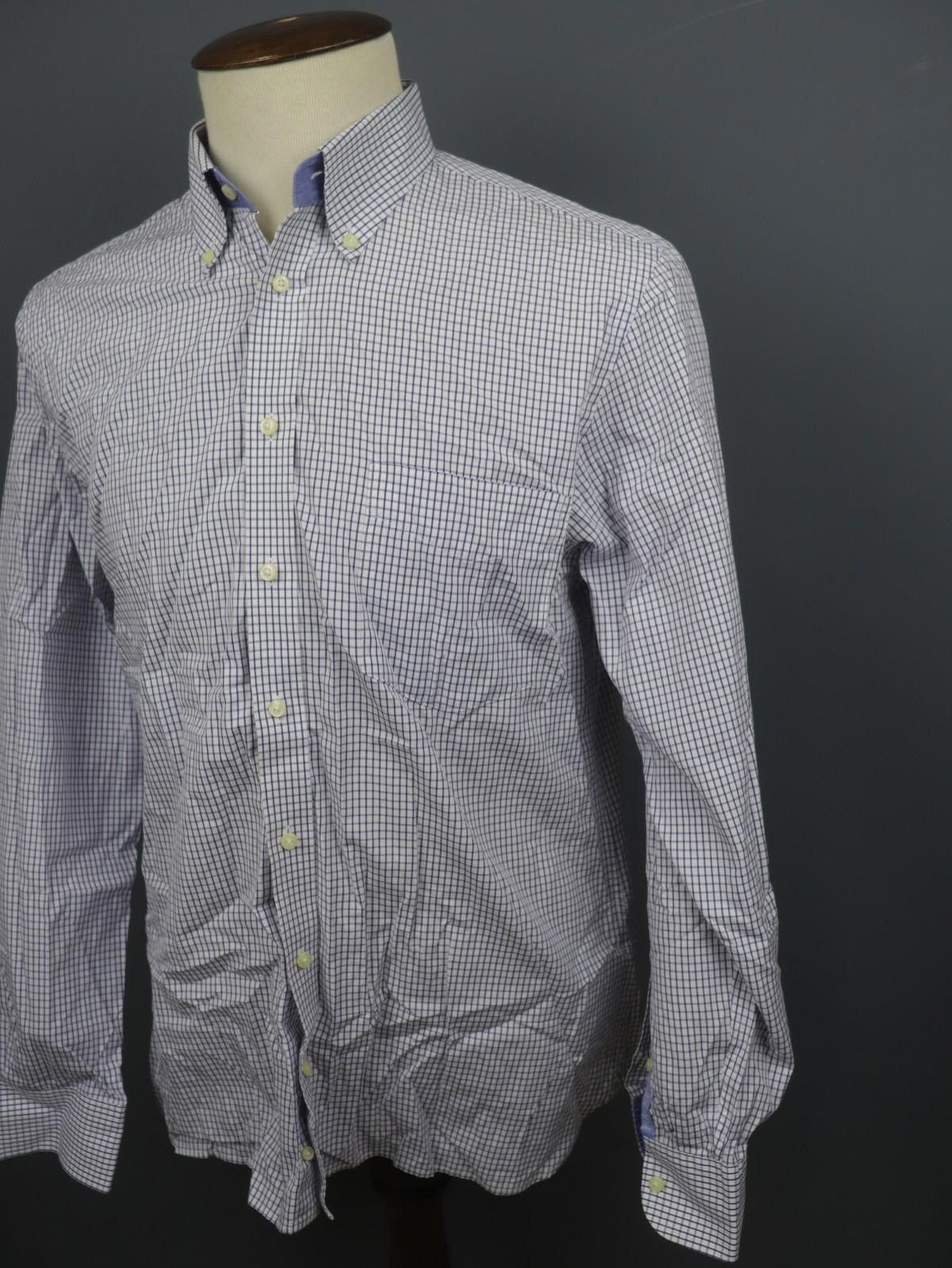 Designer Hackett London White Check Cotton Collar Shirt Size XL Size US XL / EU 56 / 4 - 5 Thumbnail