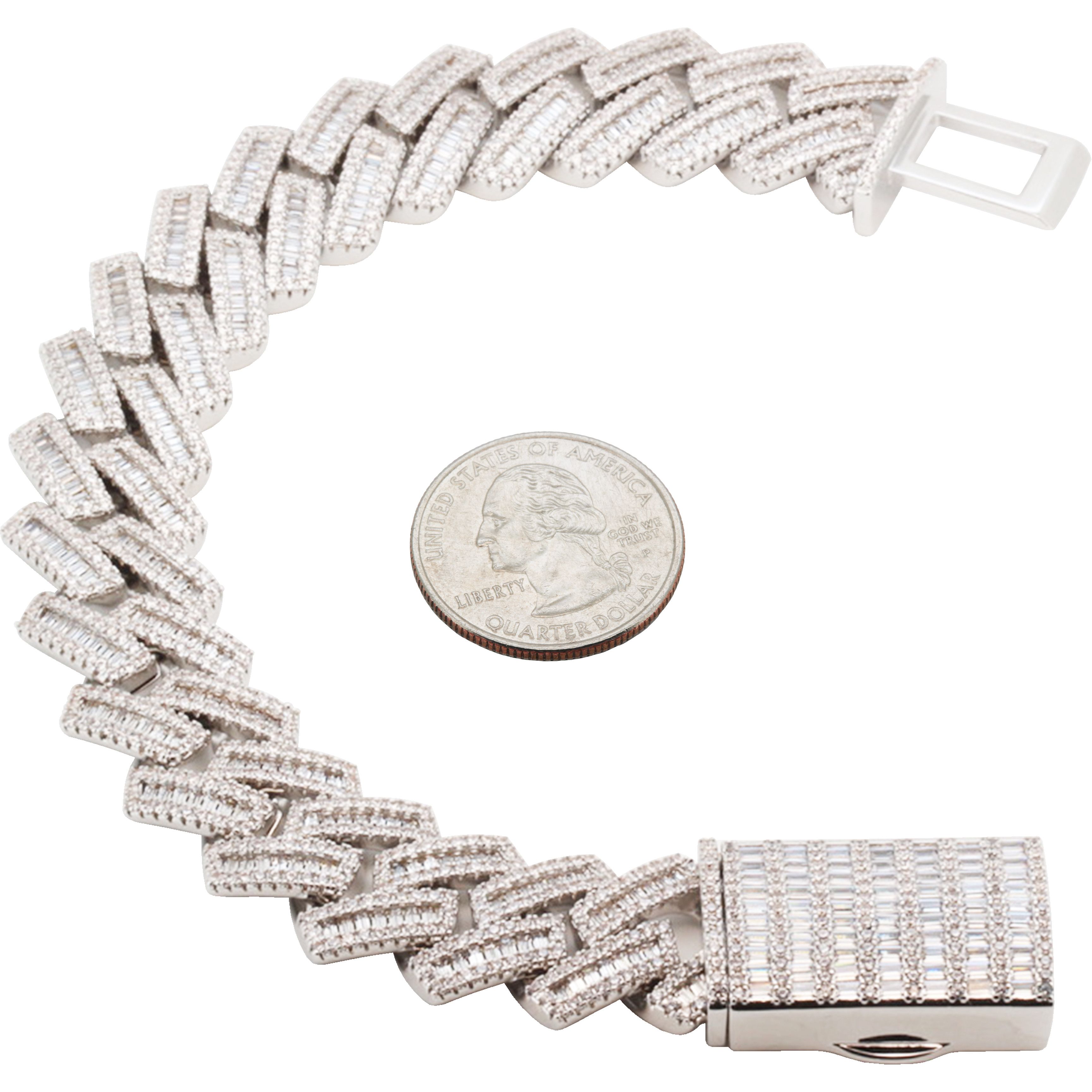 Other 14k White Gold Plated AAA CZ 18mm Cuban Link Bracelet 8.5” Size ONE SIZE - 1 Thumbnail