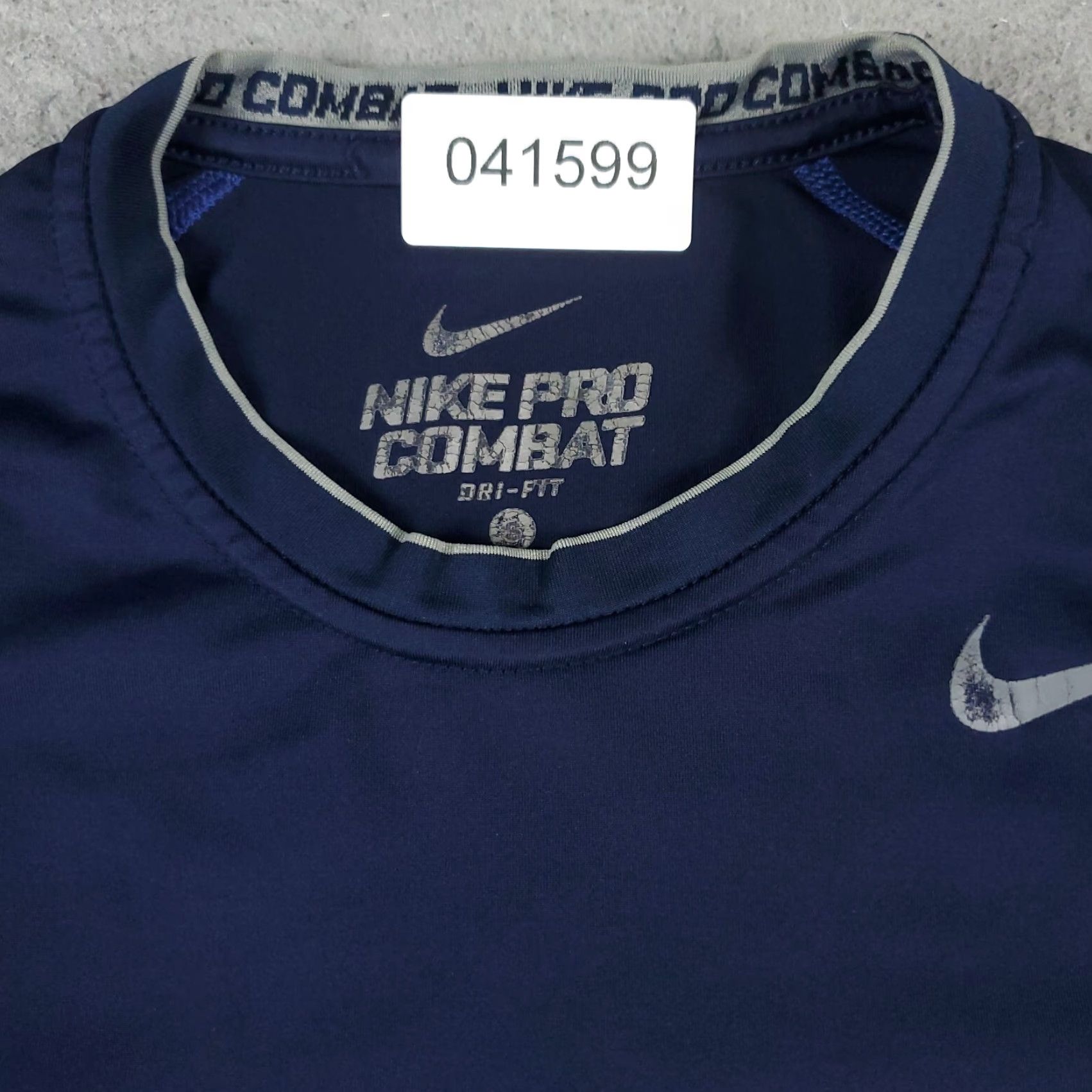 Nike Nike T Shirt Mens Small Navy Blue Pro Combat Swoosh Work Out Short Sleeve * Size US S / EU 44-46 / 1 - 2 Thumbnail