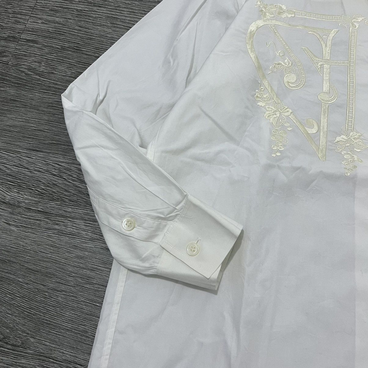 Kansai Yamamoto 1990's Kansai Profumo Embroidered True White Shirt Size US L / EU 52-54 / 3 - 4 Thumbnail
