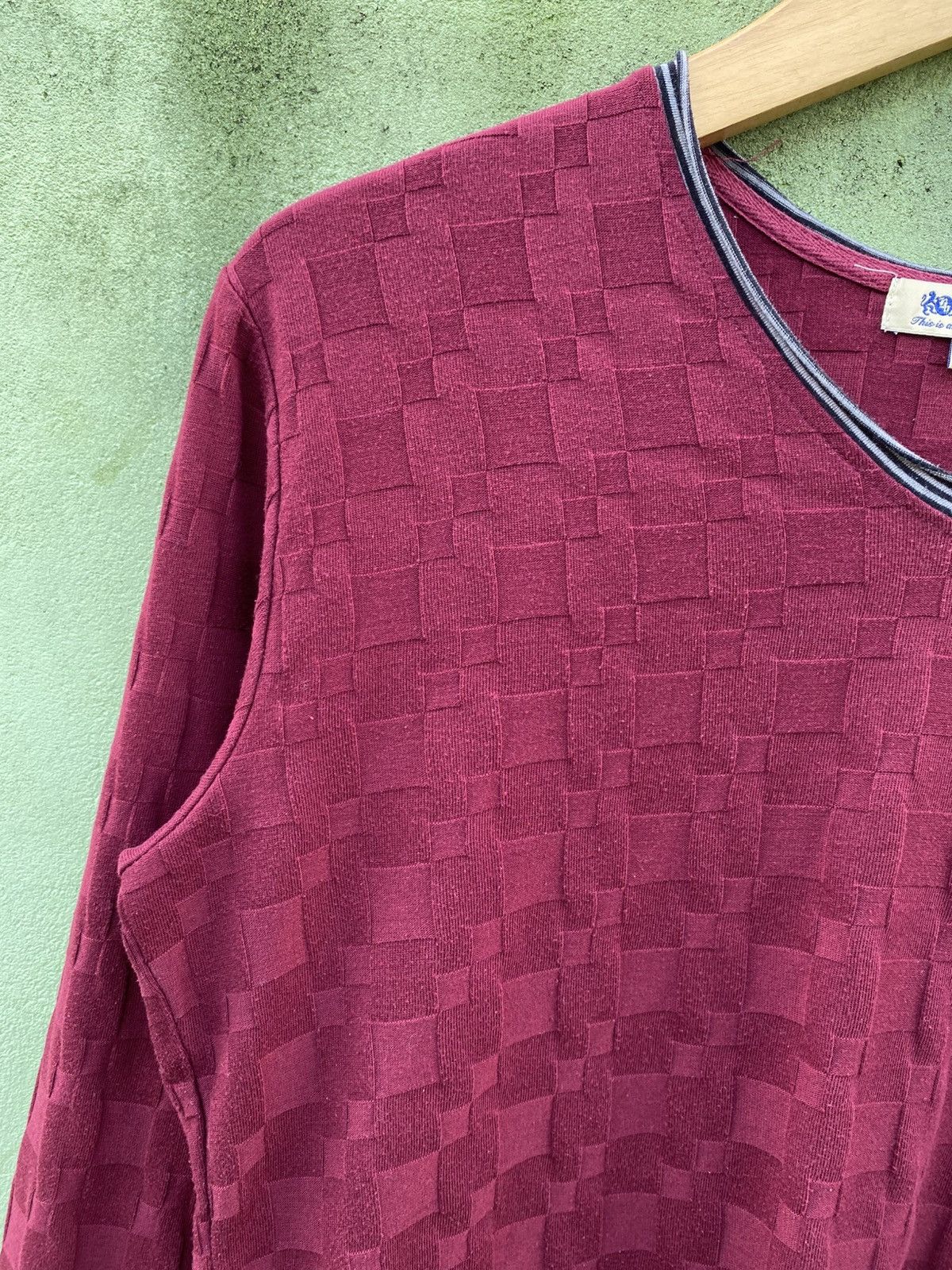 Japanese Brand Beams Heart Burgundy Textured Long Sleeve Japanese Vintage Size US M / EU 48-50 / 2 - 3 Thumbnail