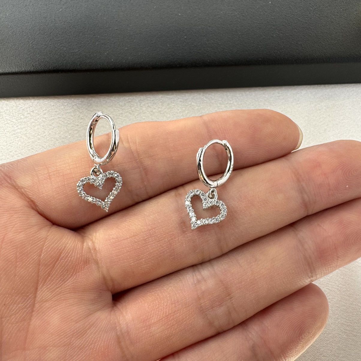 Other CZ Love Heart Dangle Drop Earrings for Women Size ONE SIZE - 4 Thumbnail