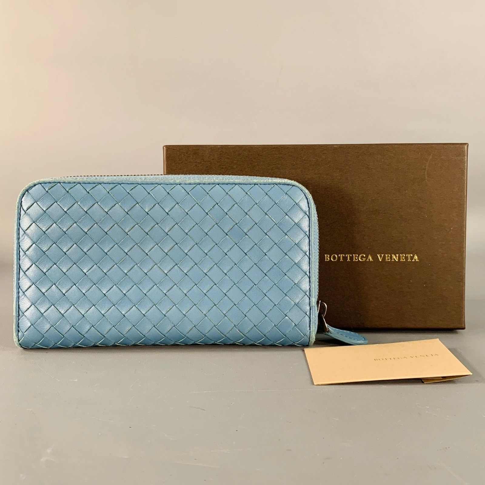 Bottega Veneta Blue Woven Intrecchiato Leather Zipper Checkbook Wallet Size ONE SIZE - 9 Thumbnail