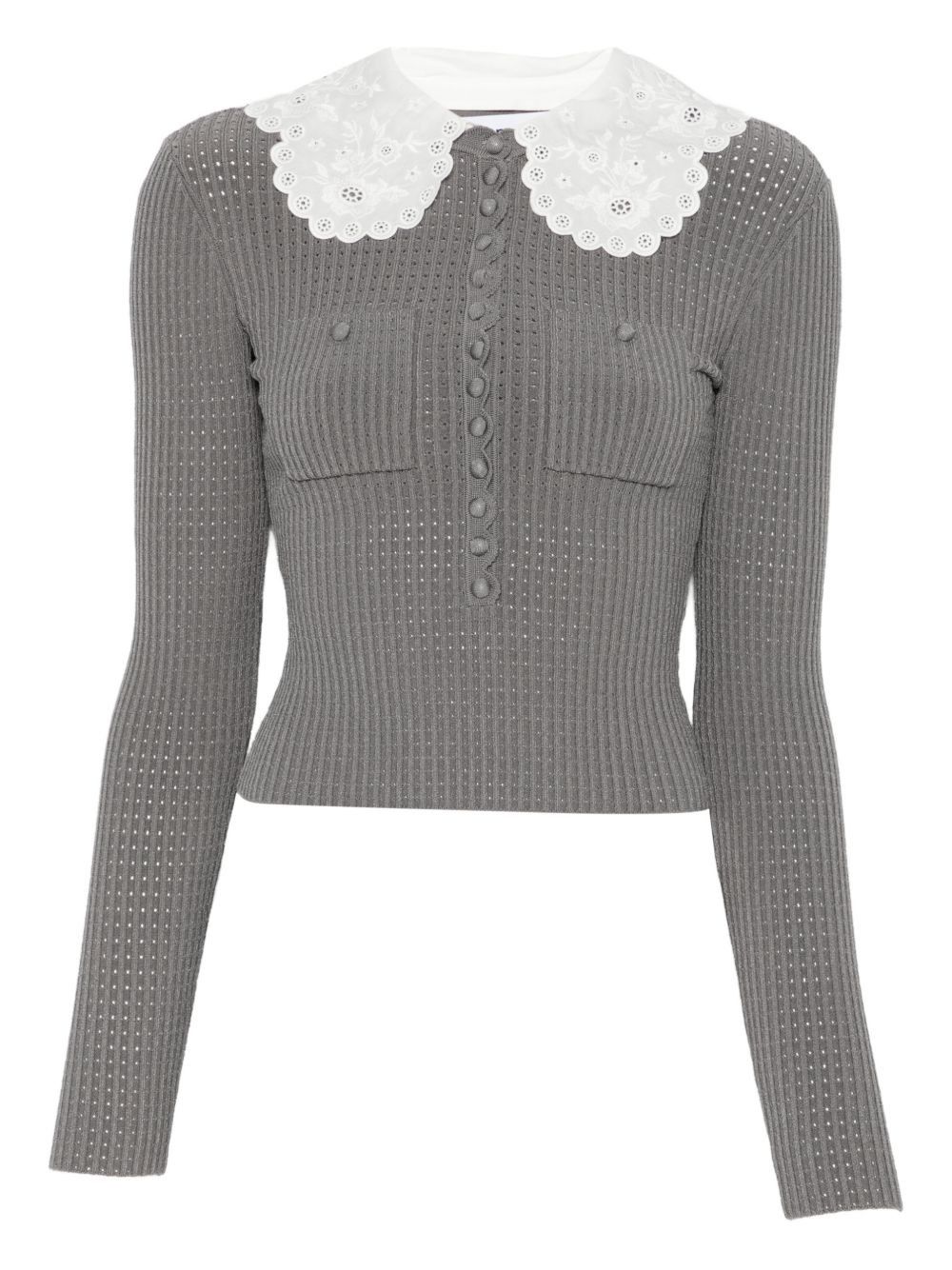 Self-Portrait COLLAR-DETAIL SWEATER Size L / US 10 / IT 46 - 1 Thumbnail