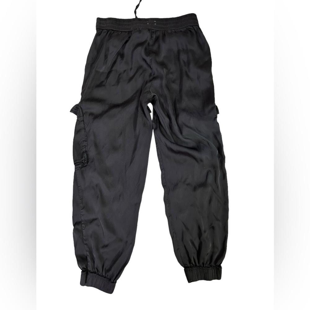 Designer aerie l Black Satin Cargo Joggers Small Size 28" / US 6 / IT 42 - 3 Thumbnail