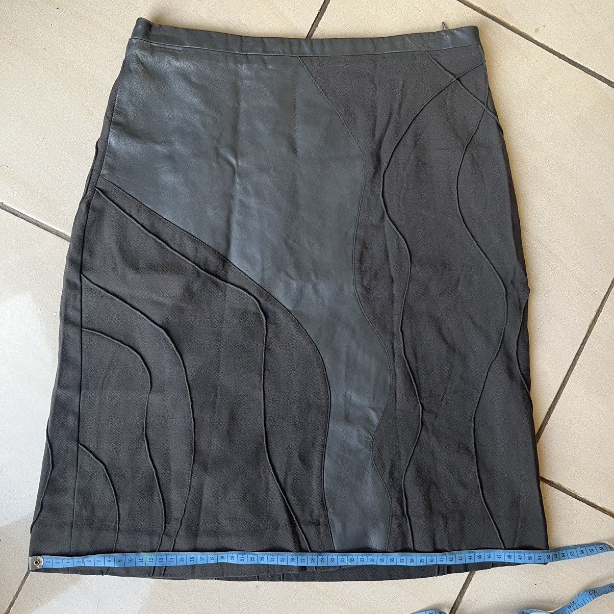 Versace × Versus Versace Versus Versace Slim Fit Leather Linen Skirt Size 28" / US 6 / IT 42 - 2 Thumbnail