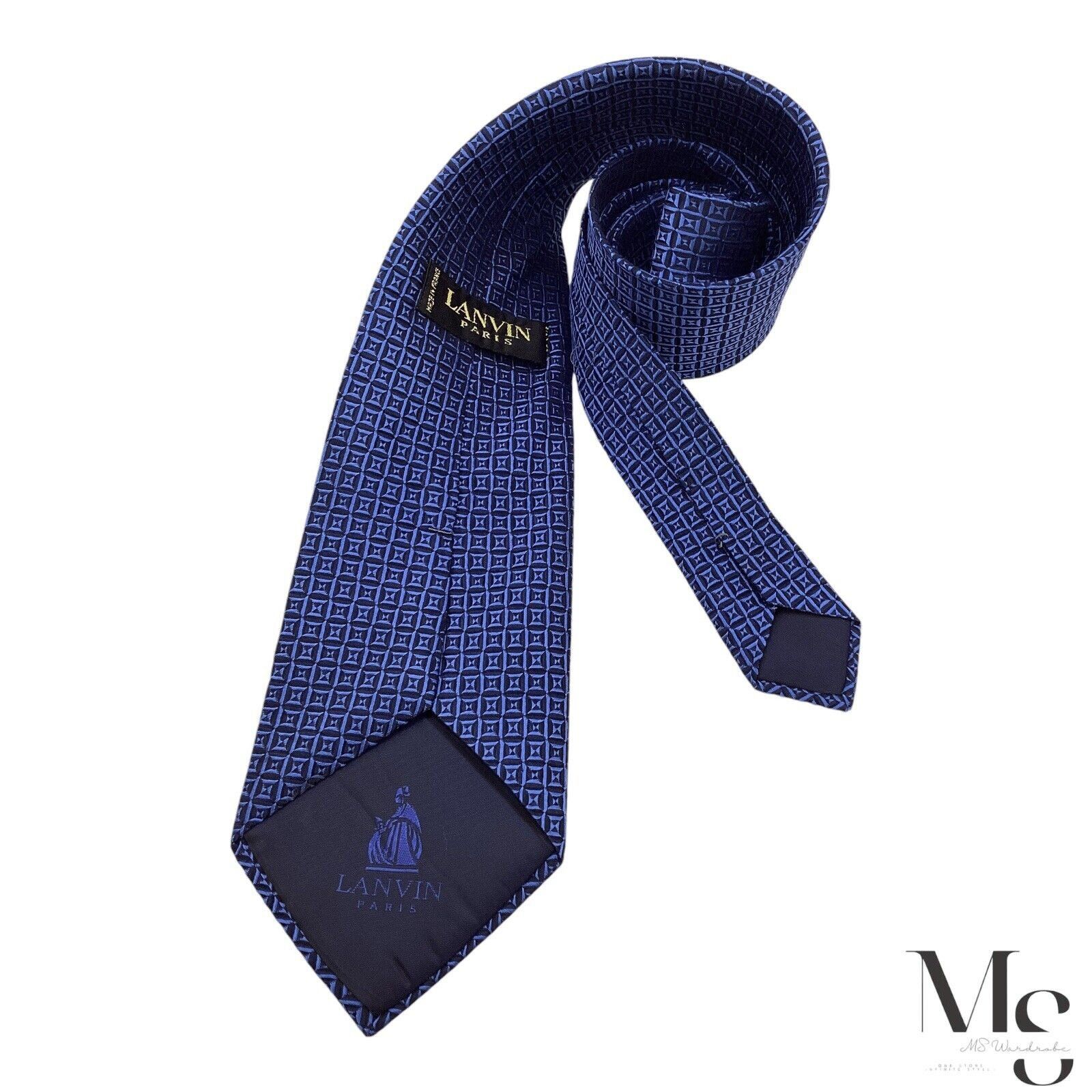 Lanvin LANVIN PARIS Blue Geometric Luxury Silk Tie Made In France W Size ONE SIZE - 3 Thumbnail