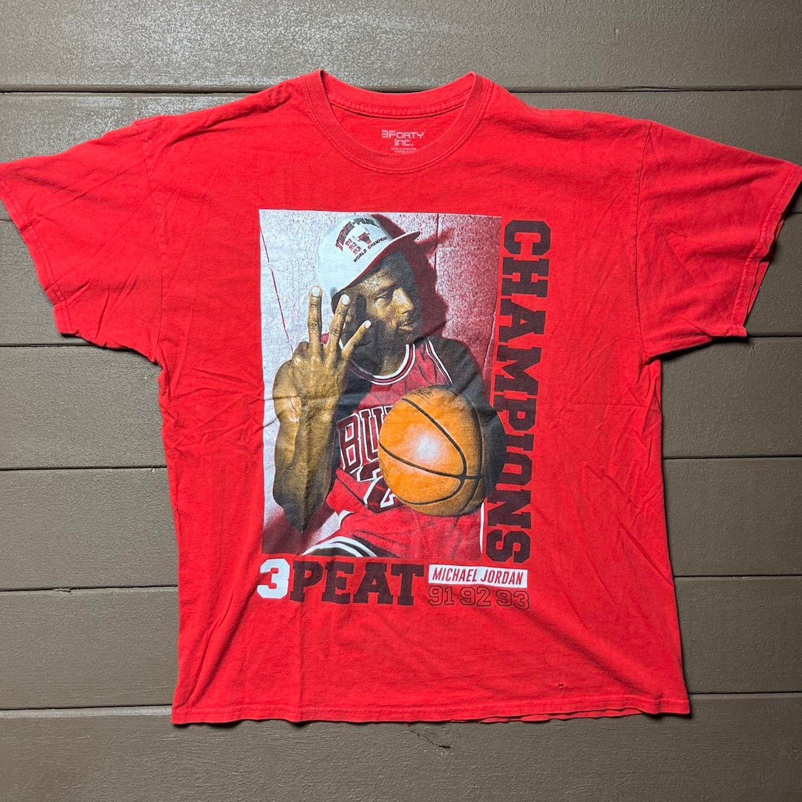 NBA 3 Peat Michael Jordan Champions NBA Shirt Size US XL / EU 56 / 4 - 1 Thumbnail