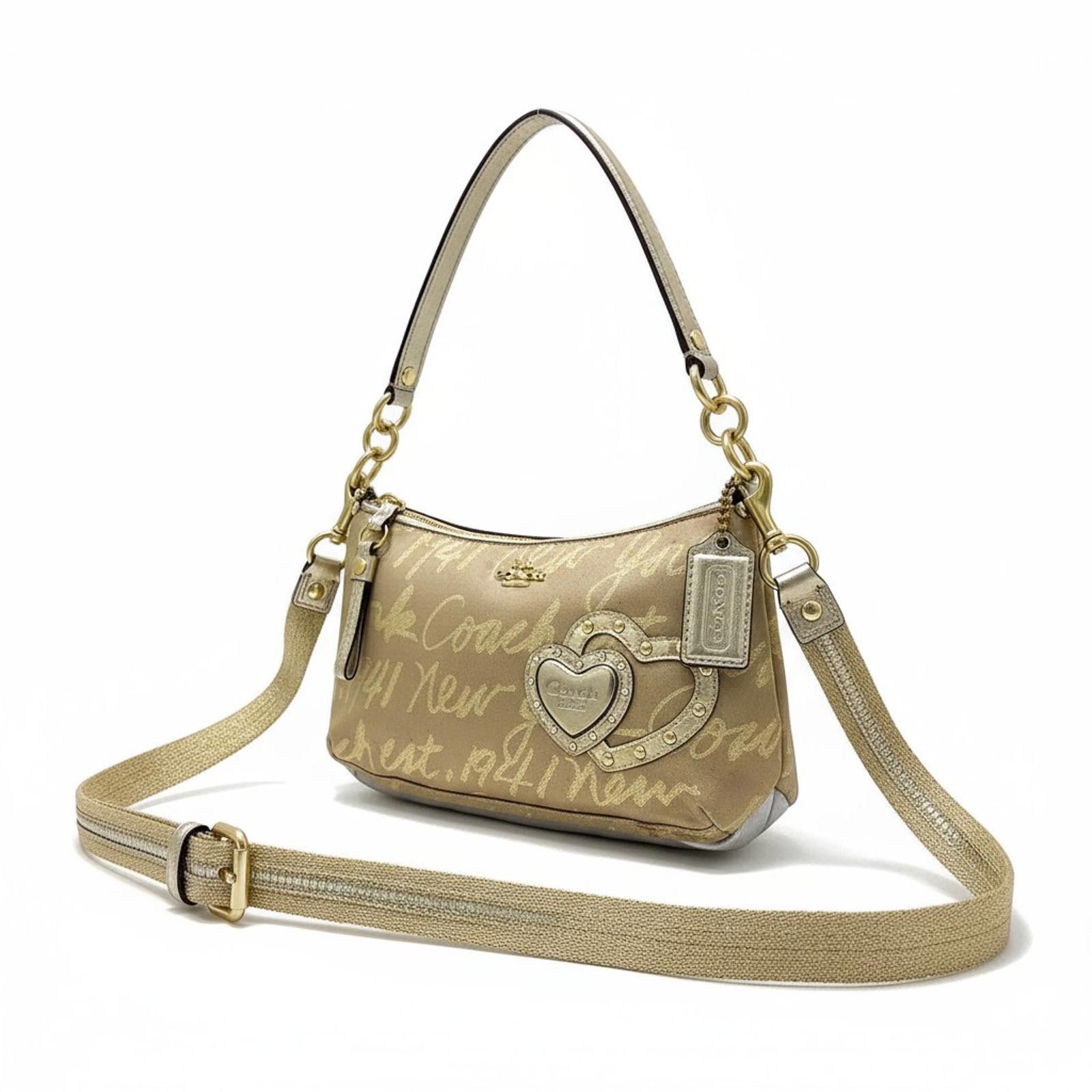 Coach Coach - Poppy Gold Heart Accent Handbag Size ONE SIZE - 1 Thumbnail