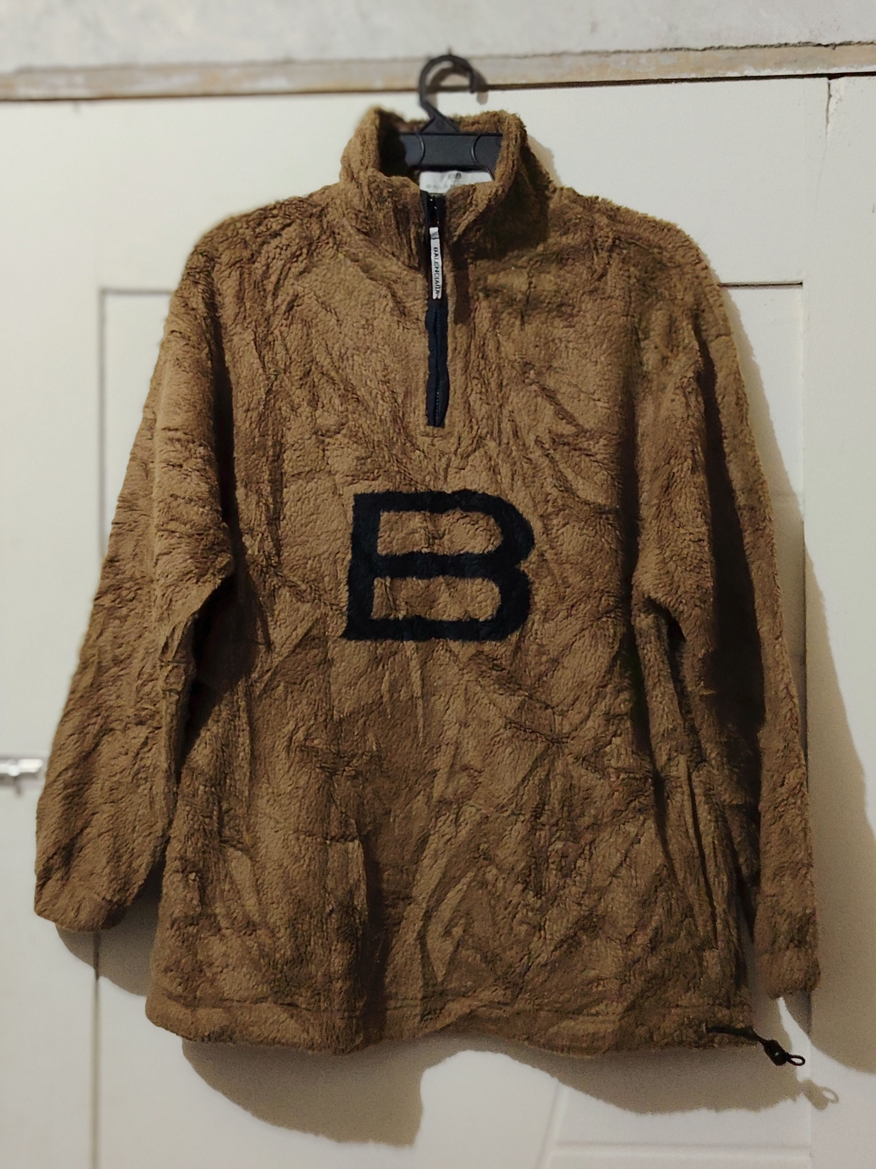 Balenciaga Balenciaga Og Logo Fleece Half Zipper Jacket Very Rare Size US L / EU 52-54 / 3 - 1 Thumbnail