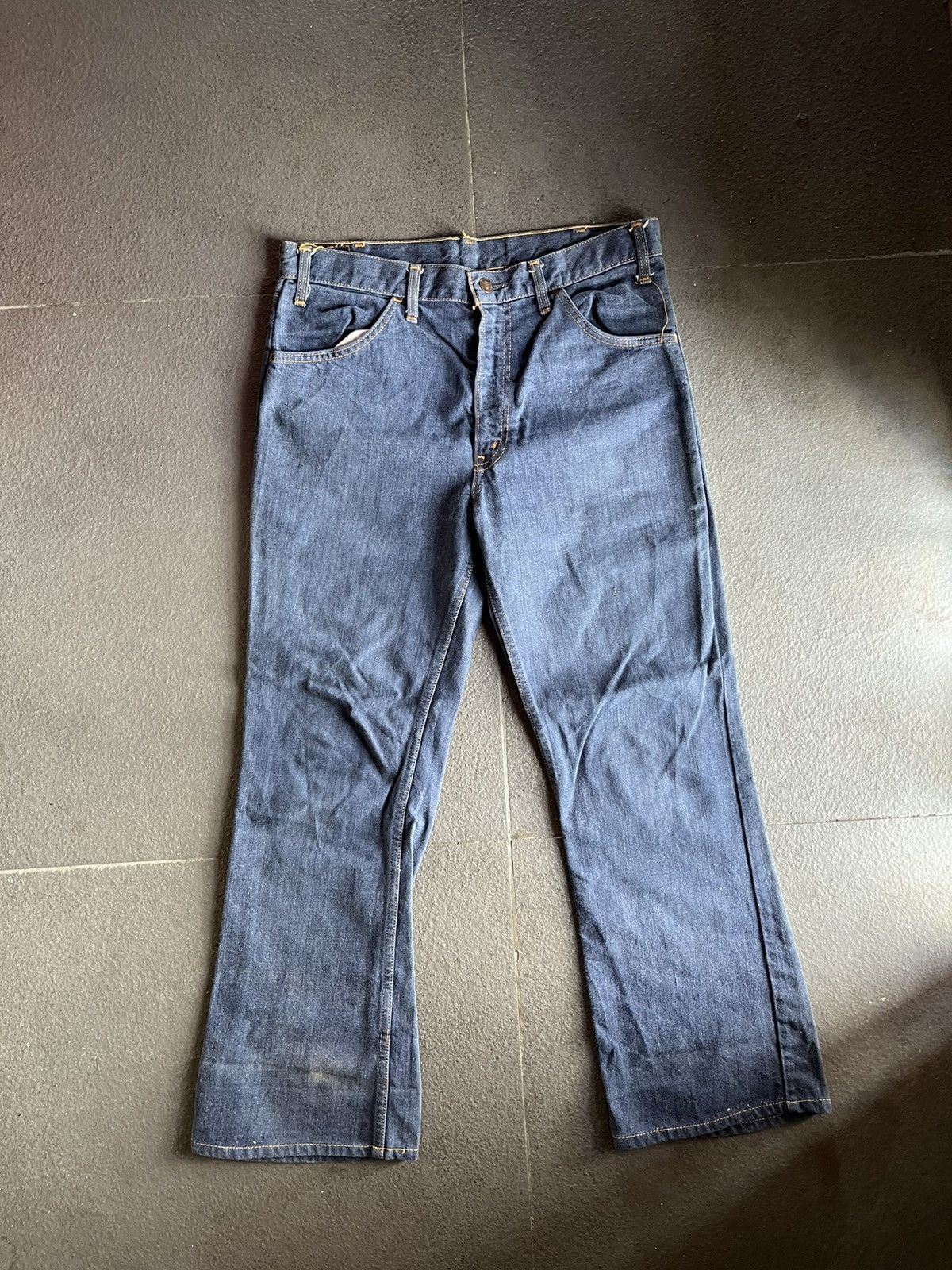 Levi's 🔥Rare Vtg 70s Levis 646 Big E Orange Tab Bottom Bell Flare Size US 33 - 2 Thumbnail