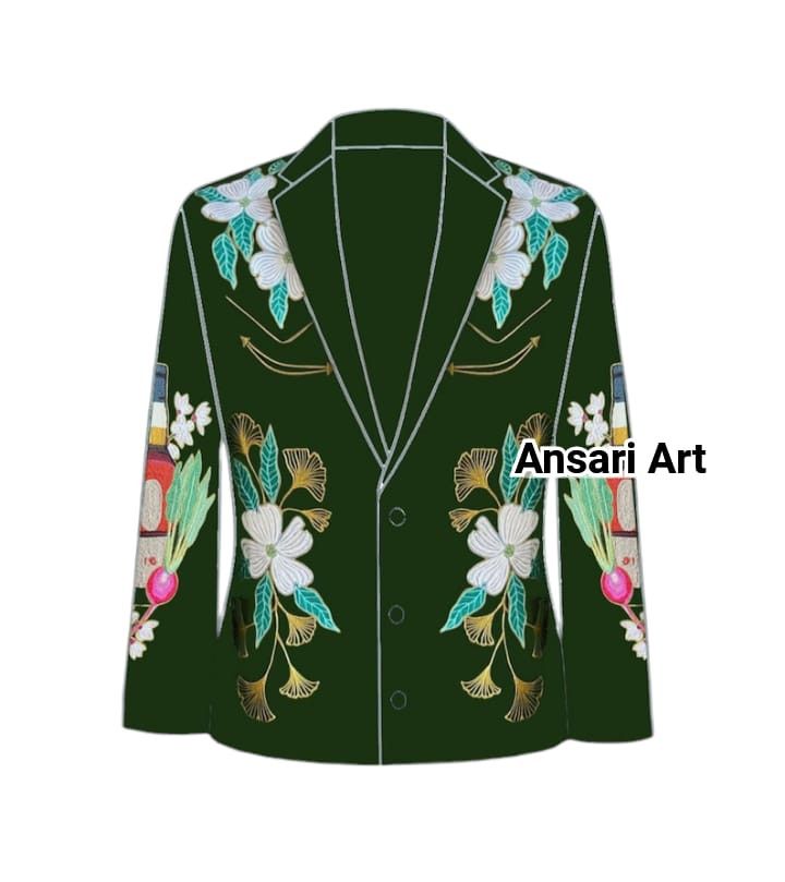 Other Men 2PC Customized Floral Embroidery cocktail prom outfit Size 44S - 1 Thumbnail