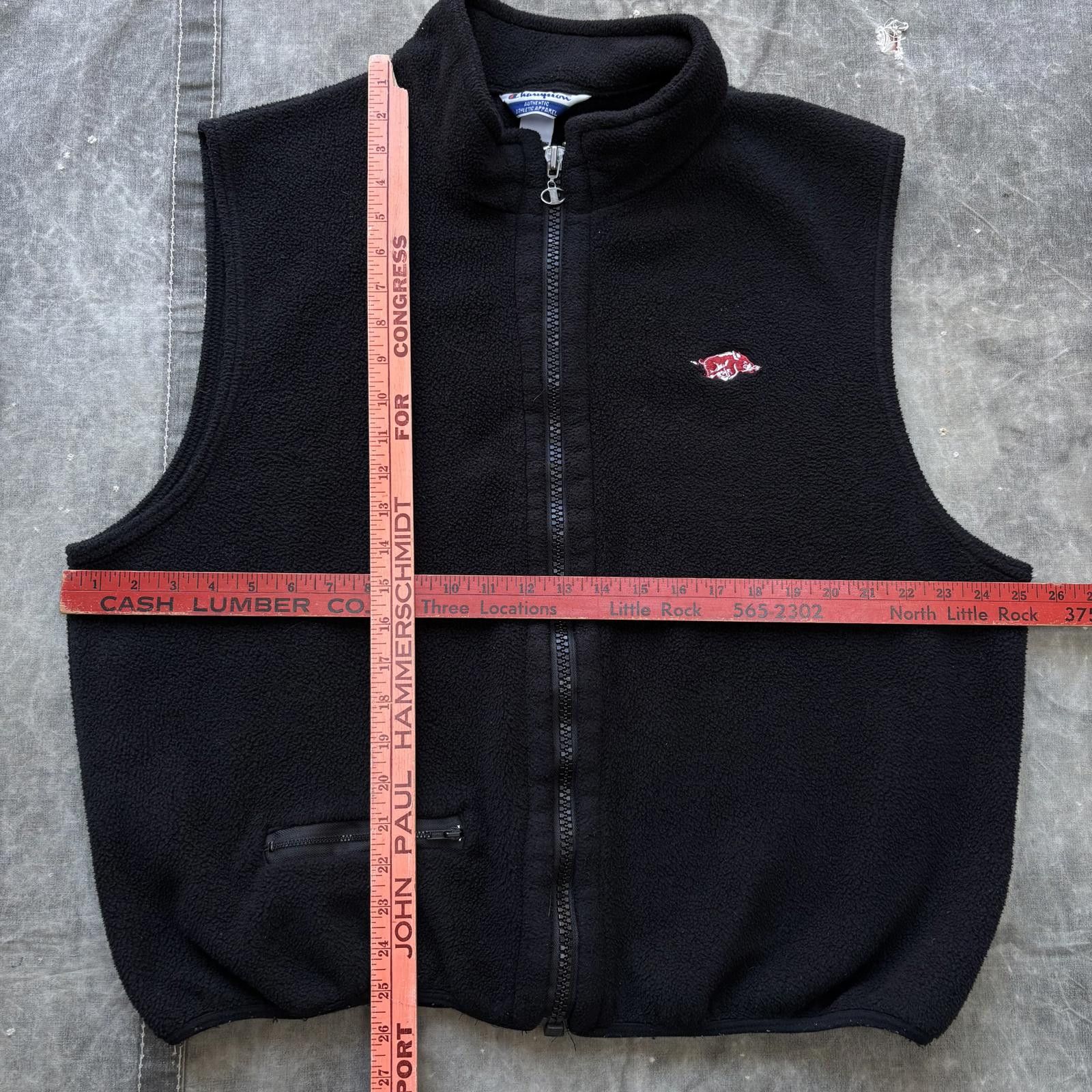 Champion Vintage 90s Champion Arkansas Razorbacks Black Fleece Vest Size US XL / EU 56 / 4 - 4 Thumbnail