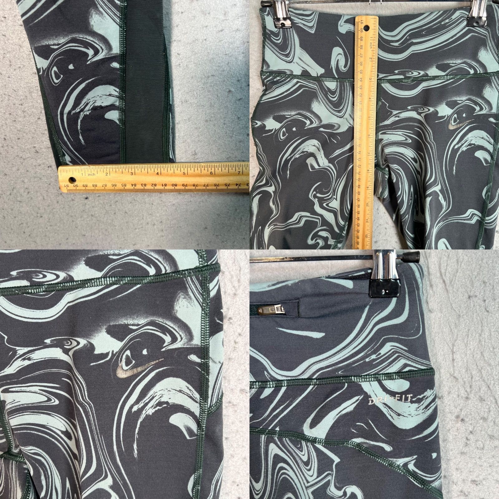 Nike Nike Dri-FIT Womens Leggings XS High-Waisted Printed Athletic Running Gym Skinny Inseam 22 in Gray Size 26" / US 2 / IT 38 - 8 Thumbnail