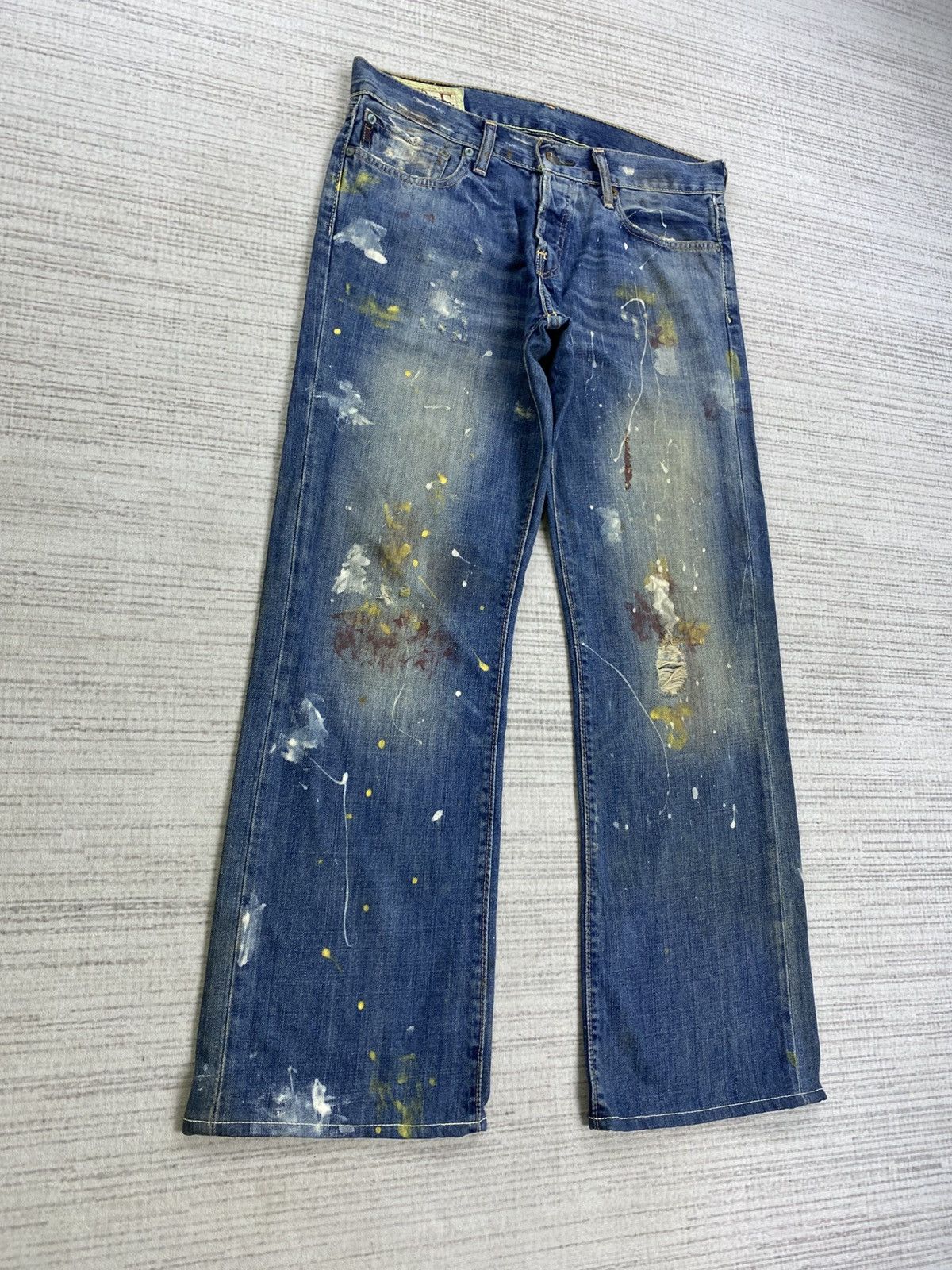 Abercrombie & Fitch Vintage Abercrombie & Fitch Paint Splatter Denim Pants Size US 34 / EU 50 - 3 Thumbnail