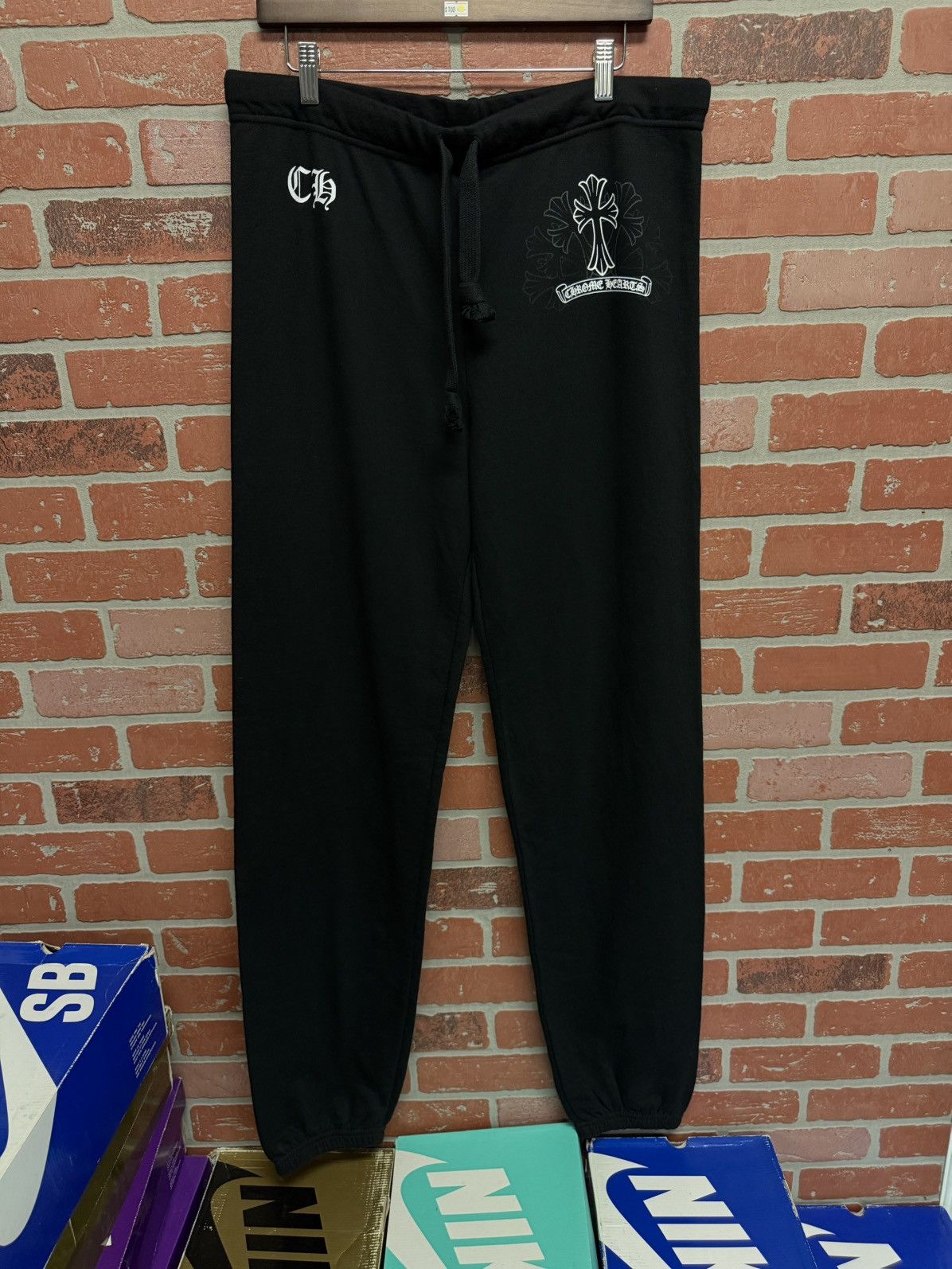 Chrome Hearts × Vintage Chrome Hearts Vintage Black White Sweatpants SZ Large Size US 33 - 1 Thumbnail
