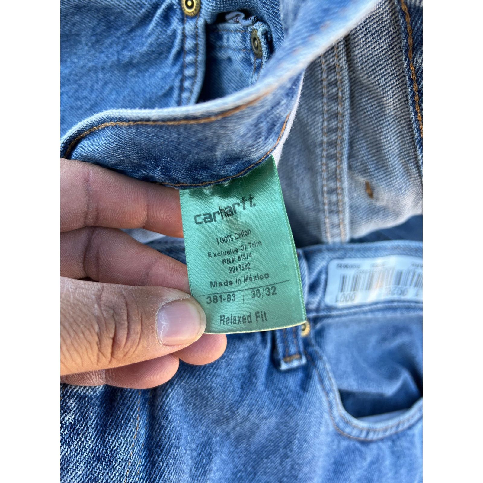 Carhartt Carhartt Jeans Mens 36x32 Blue Denim Work Pants relaxed Size US 34 / EU 50 - 2 Thumbnail