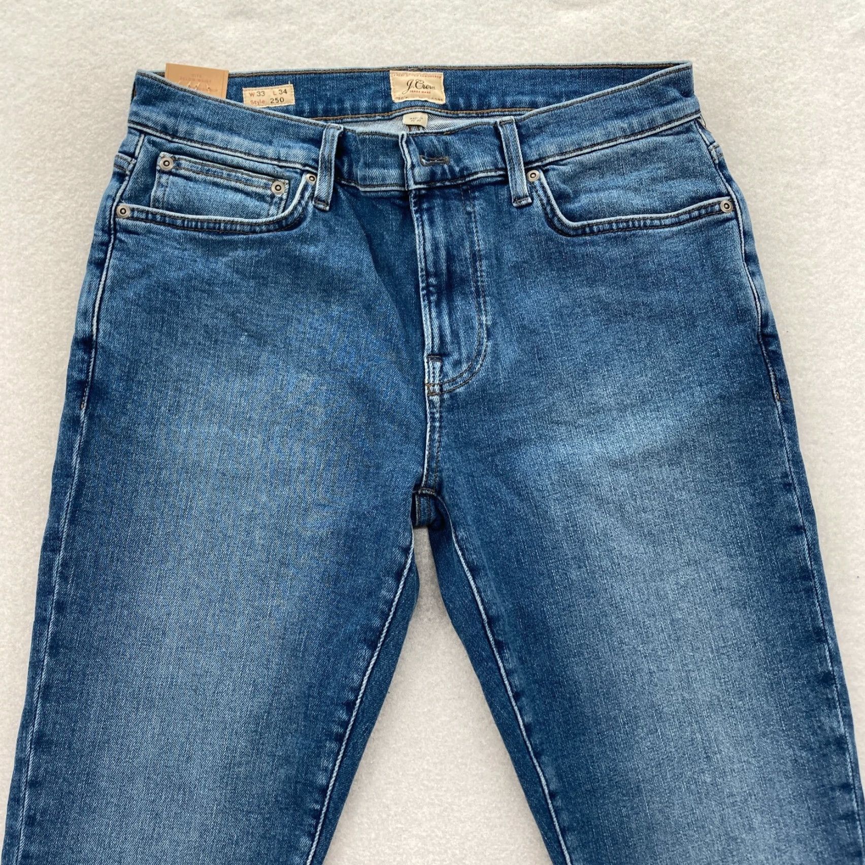 J.Crew J.CREW 250 Jeans Mens 33x34 Slim Fit Tapered Blue Denim Preppy Read Size US 33 - 2 Thumbnail