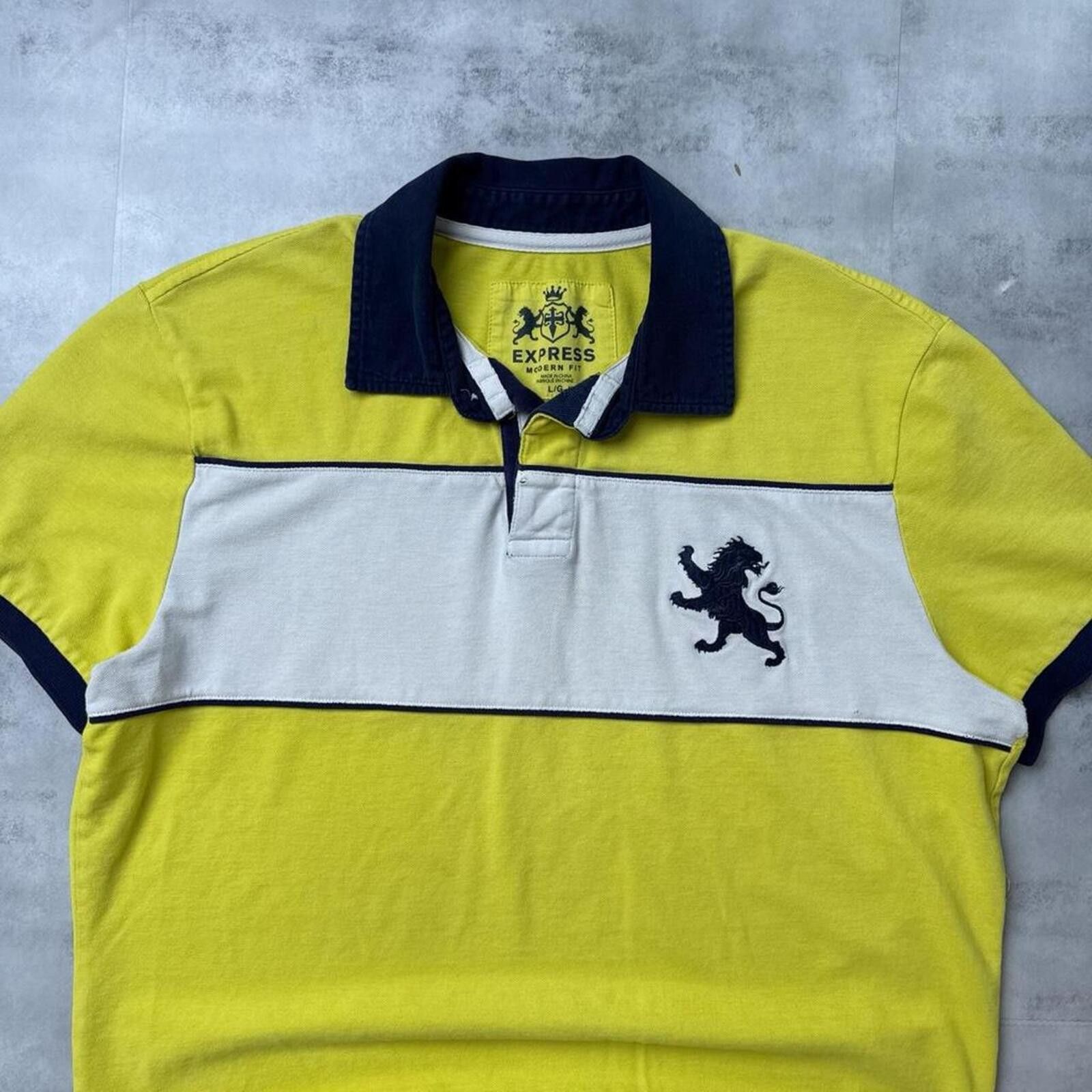 Express Y2K Express Yellow Logo Grunge Polo shirt Size US L / EU 52-54 / 3 - 3 Thumbnail