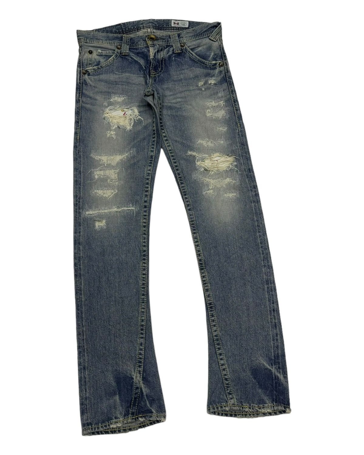If Six Was Nine Vintage Flare Jeans Japan Rodeo Crown Distressed Denim Size 31" - 2 Thumbnail