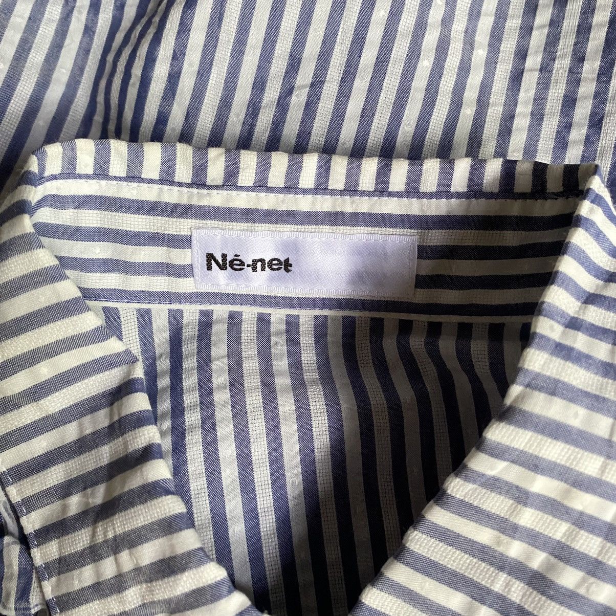 Ne-Net Ne-net Blue and White Striped Ruffle Front Shirt Size US L / EU 52-54 / 3 - 20 Thumbnail