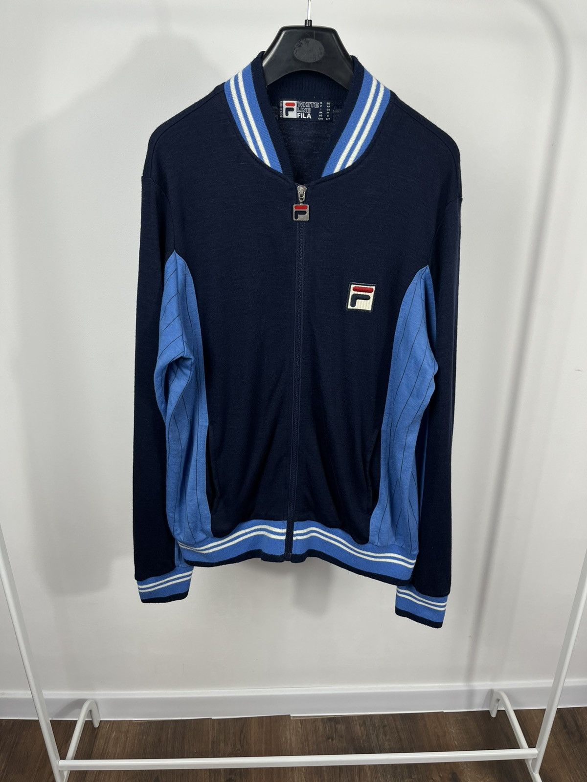 Fila Fila White Line Retro Track Jacket Navy Blue Wool Zip-Up Size US S / EU 44-46 / 1 - 3 Thumbnail