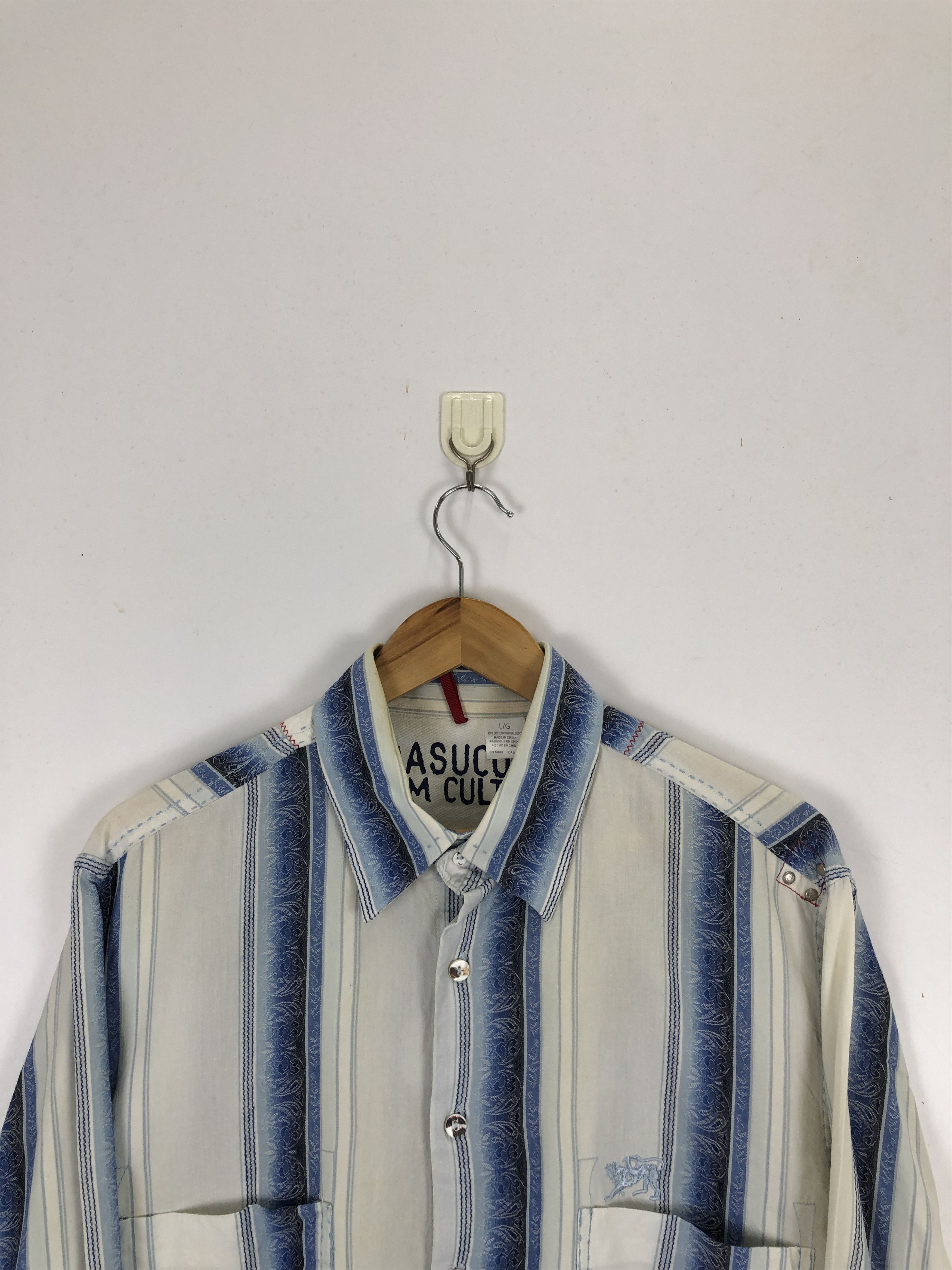 Vintage Vintage Japanese Brand Blue Stripe Western Shirt TA0448 Size US L / EU 52-54 / 3 - 4 Thumbnail