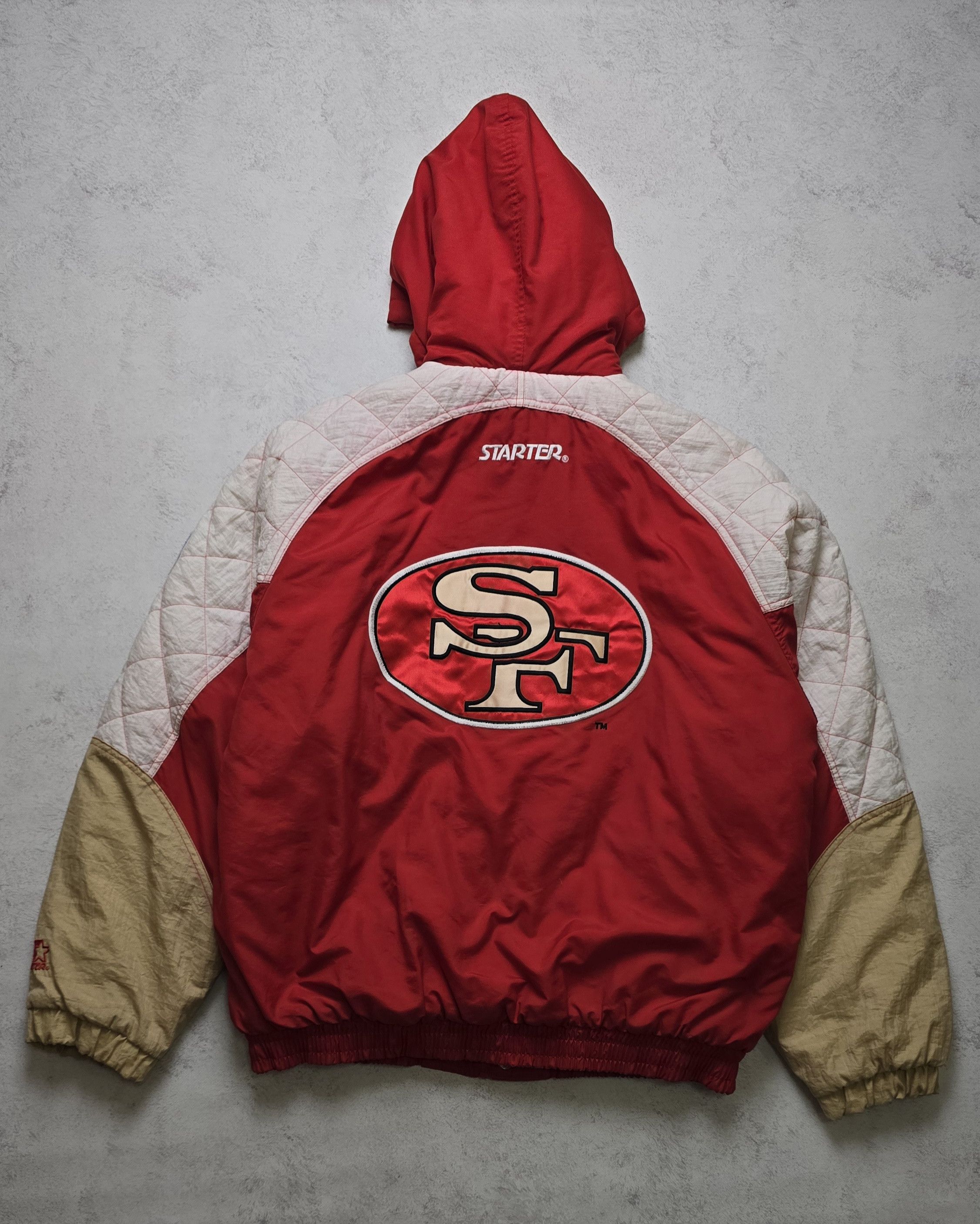 Starter VTG San Francisco 49ers Puffer Jacket 90s Hooded Big Logo Size US XL / EU 56 / 4 - 1 Thumbnail