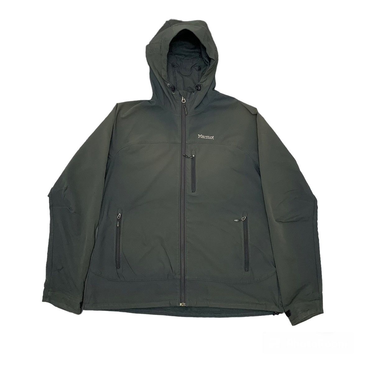 image of Sun Faded Marmot Waterproof Softshell Mountain Jacket Hooded in Black, Men's (Size XL)