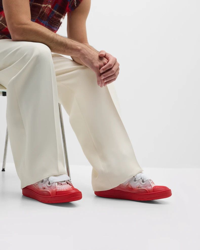 Lanvin o1w1db11124 Exclusive Curb Low-Top Sneakers in White/Red Size US 5.5 / EU 38 - 3 Thumbnail