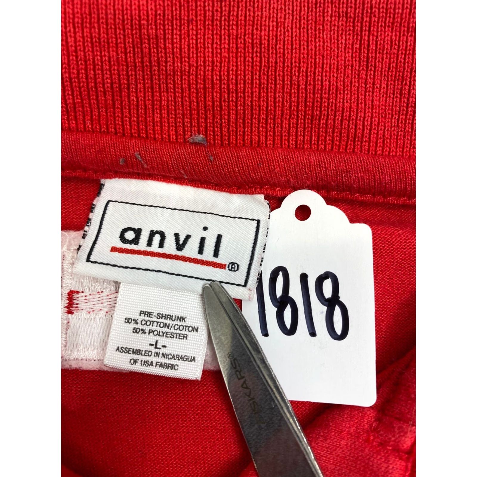 Anvil VINTAGE Anvil Polo Shirt Red L Men Knit 100% Cotton Short Sleeve Pullover Logo 80s USA Golf Solid Size US L / EU 52-54 / 3 - 7 Thumbnail