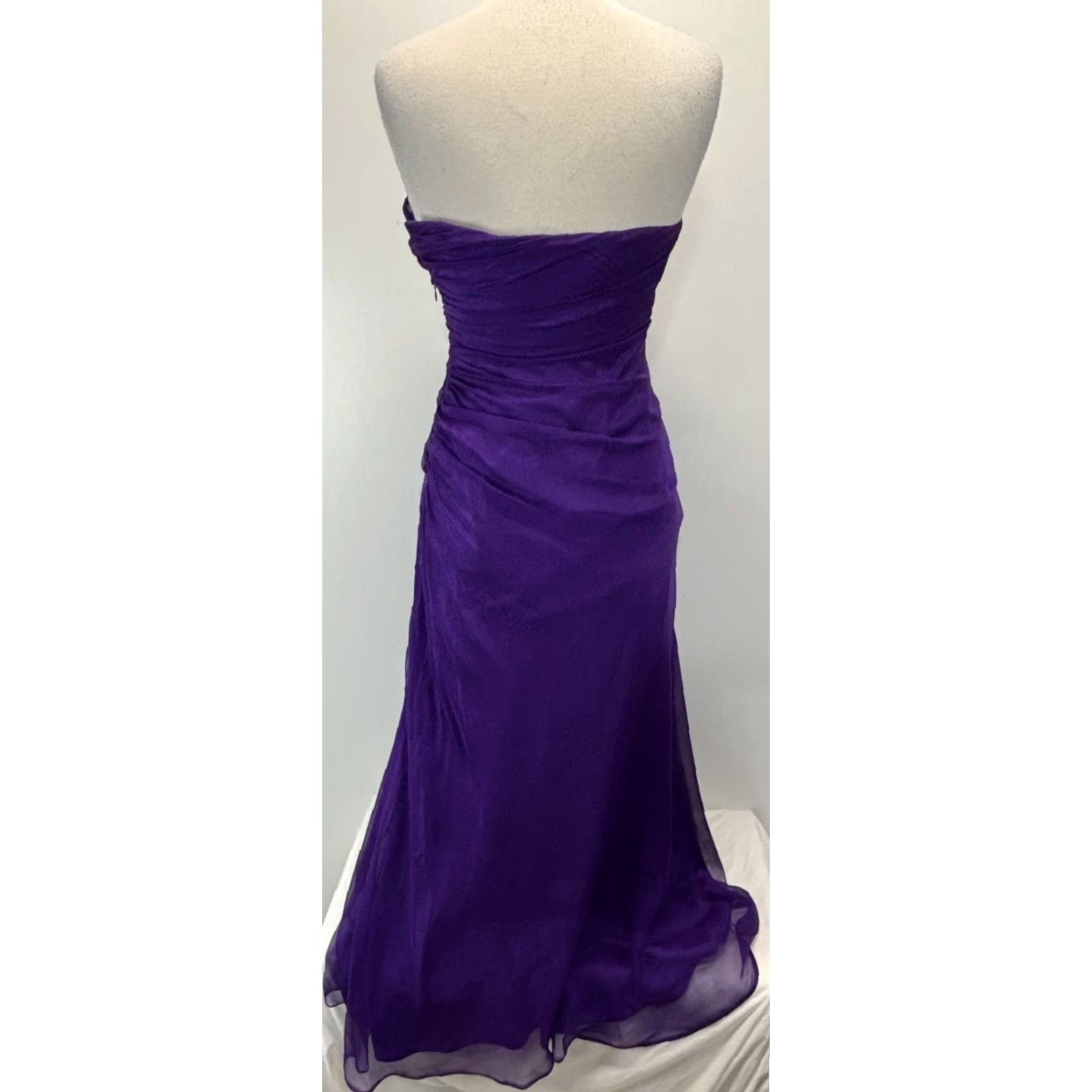 Vintage La Femme Gown Dress 8 Women’s Purple Jewels Ruched Strapless Prom Formal Size M / US 6-8 / IT 42-44 - 3 Thumbnail