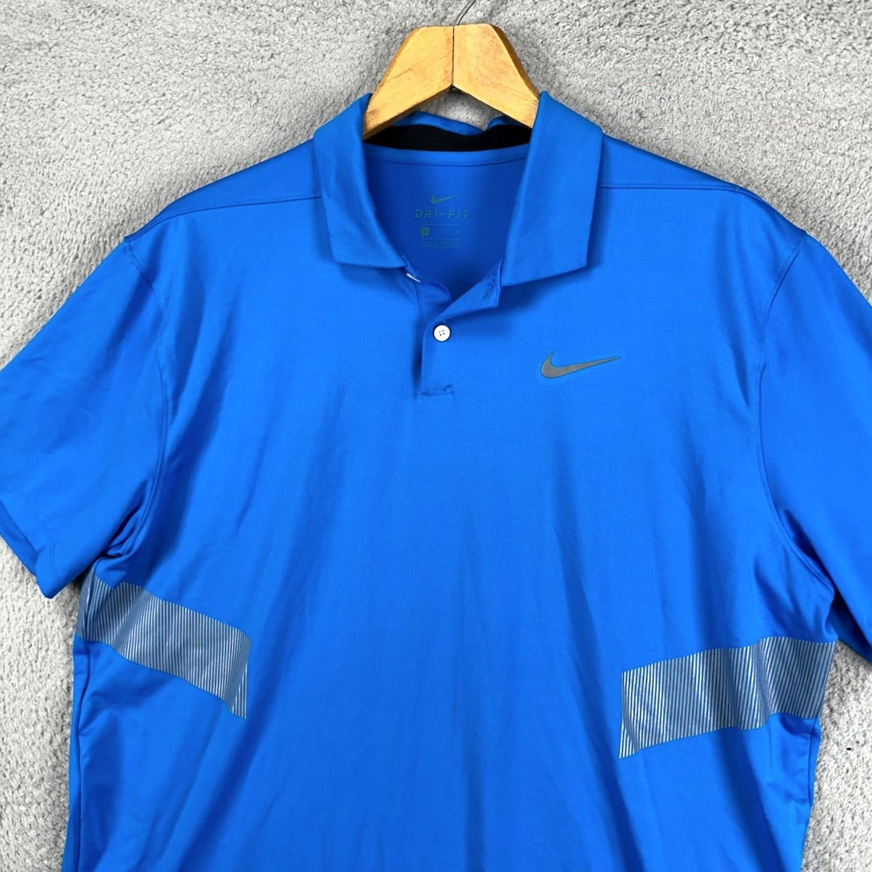 Nike Nike Dri-Fit Adult Mens Golf Polo Shirt Large Blue Vapor Reflect Stretch Rugby Size US L / EU 52-54 / 3 - 2 Thumbnail
