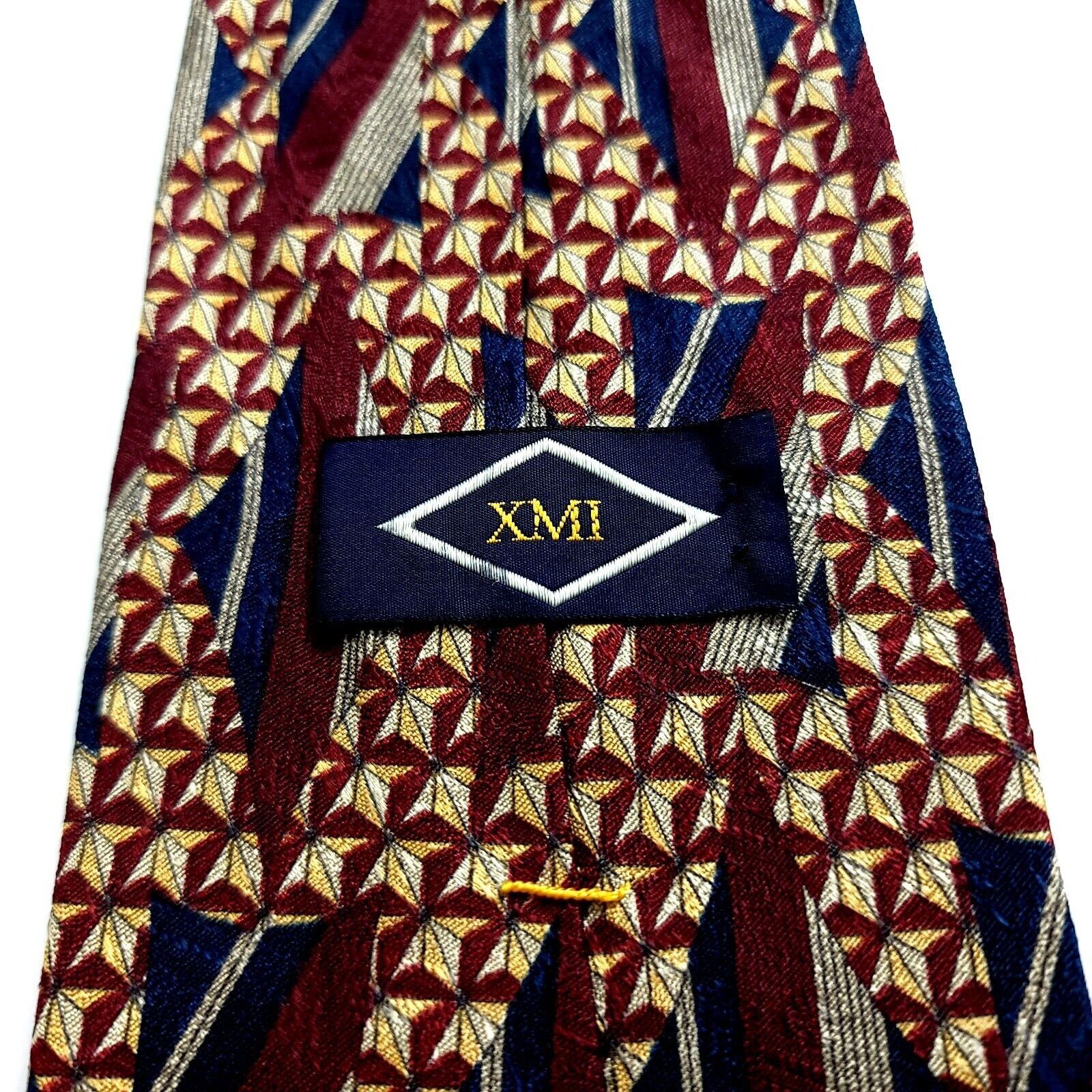 XMI Platinum XMI Red Blue Abstract Jacquard Print Wide Silk Tie Size ONE SIZE - 3 Thumbnail