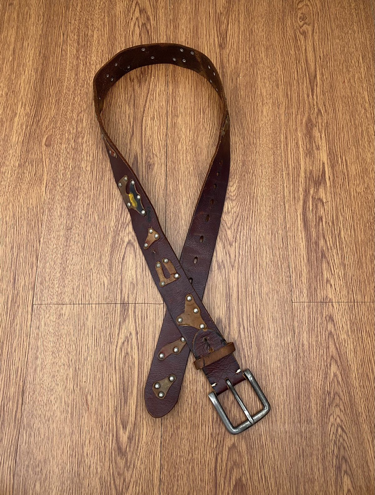 Handmade × Japanese Brand × Vintage Vintage Handmade patchwork leather belt Size ONE SIZE - 1 Thumbnail