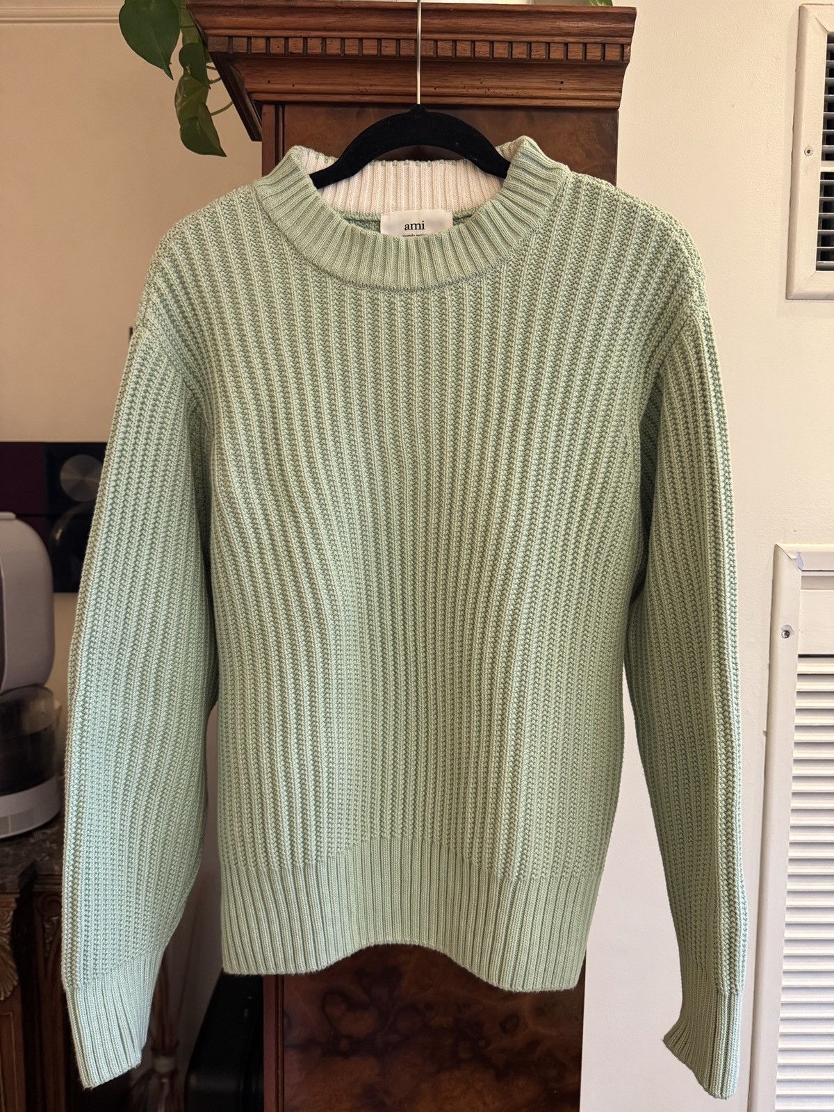 AMI AMI Paris Cotton Wool Blend Mint/Green Ribbed Sweater Size US S / EU 44-46 / 1 - 2 Thumbnail