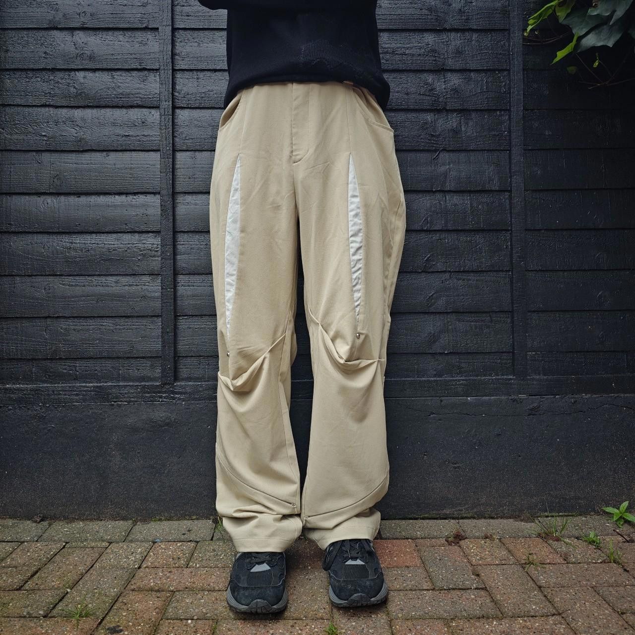 Other Beige/White Slit Panelled Baggy Trousers Size US 32 / EU 48 - 1 Thumbnail