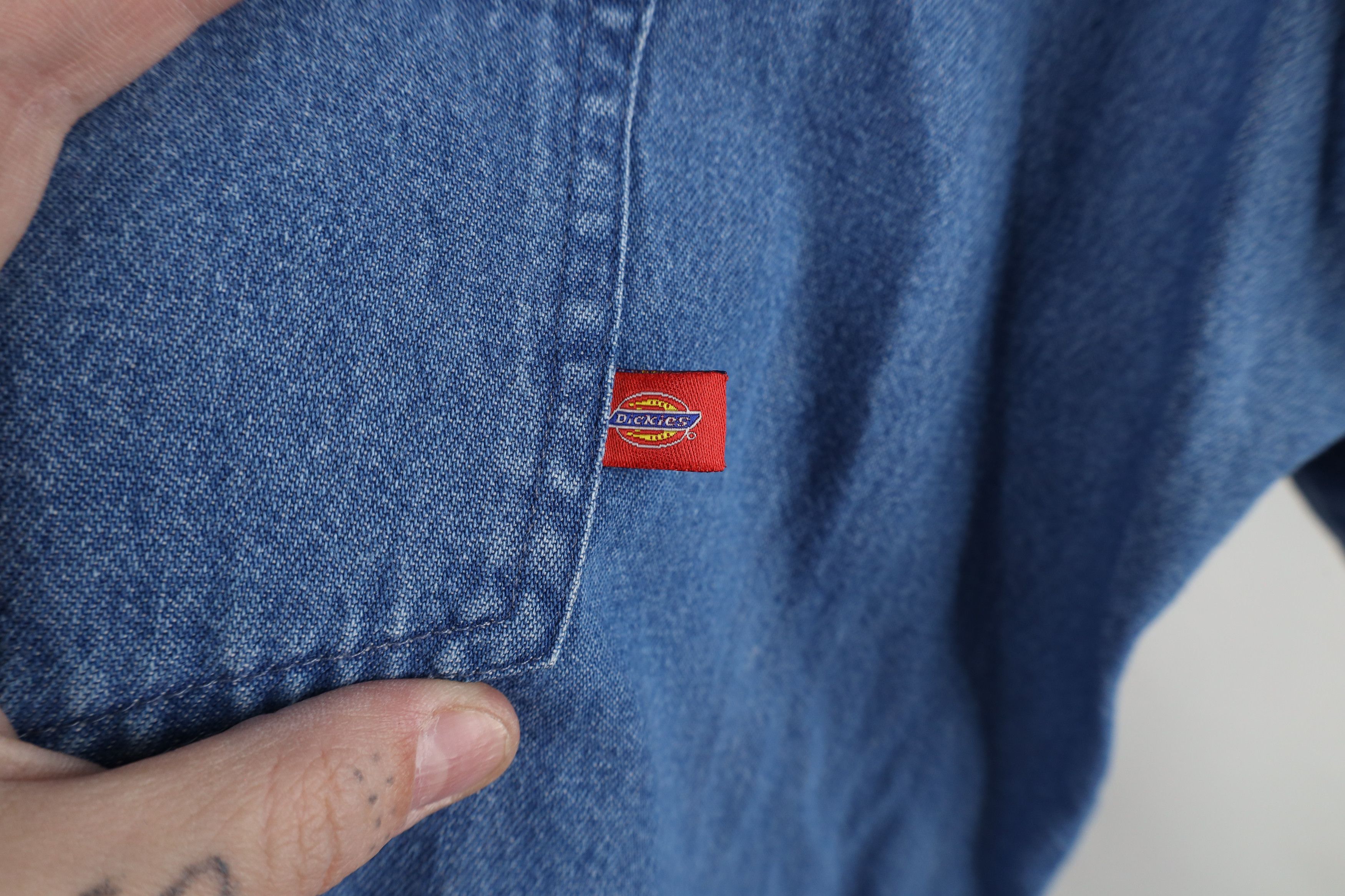 Dickies × Vintage Vintage Dickies Short Sleeve Denim Jean Button Down Shirt Size US XXL / EU 58 / 5 - 4 Thumbnail
