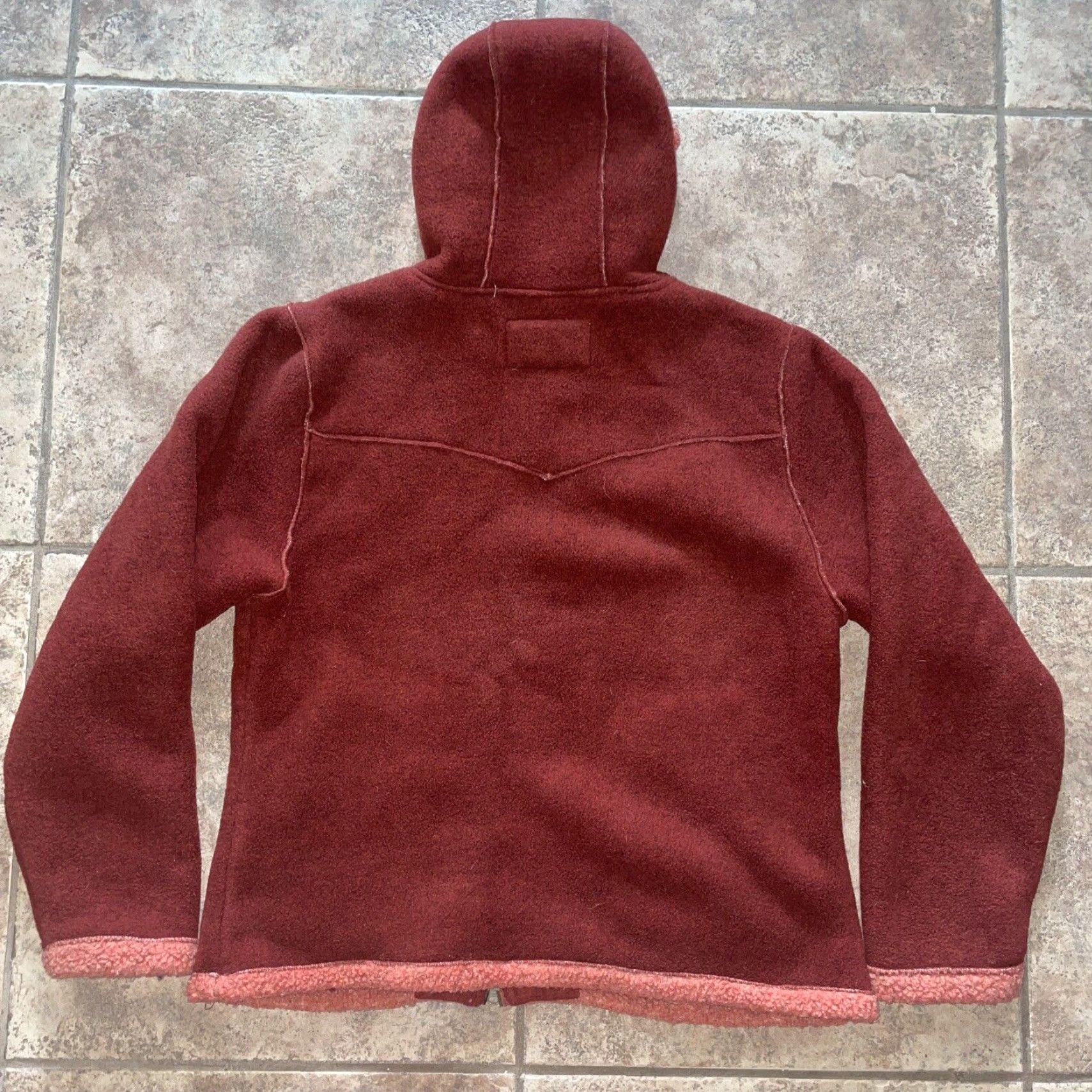 Vintage Outback Fleece Hoodie Women XL Burgundy Full Zip Activewear Red Womens Size XL / US 12-14 / IT 48-50 - 4 Thumbnail