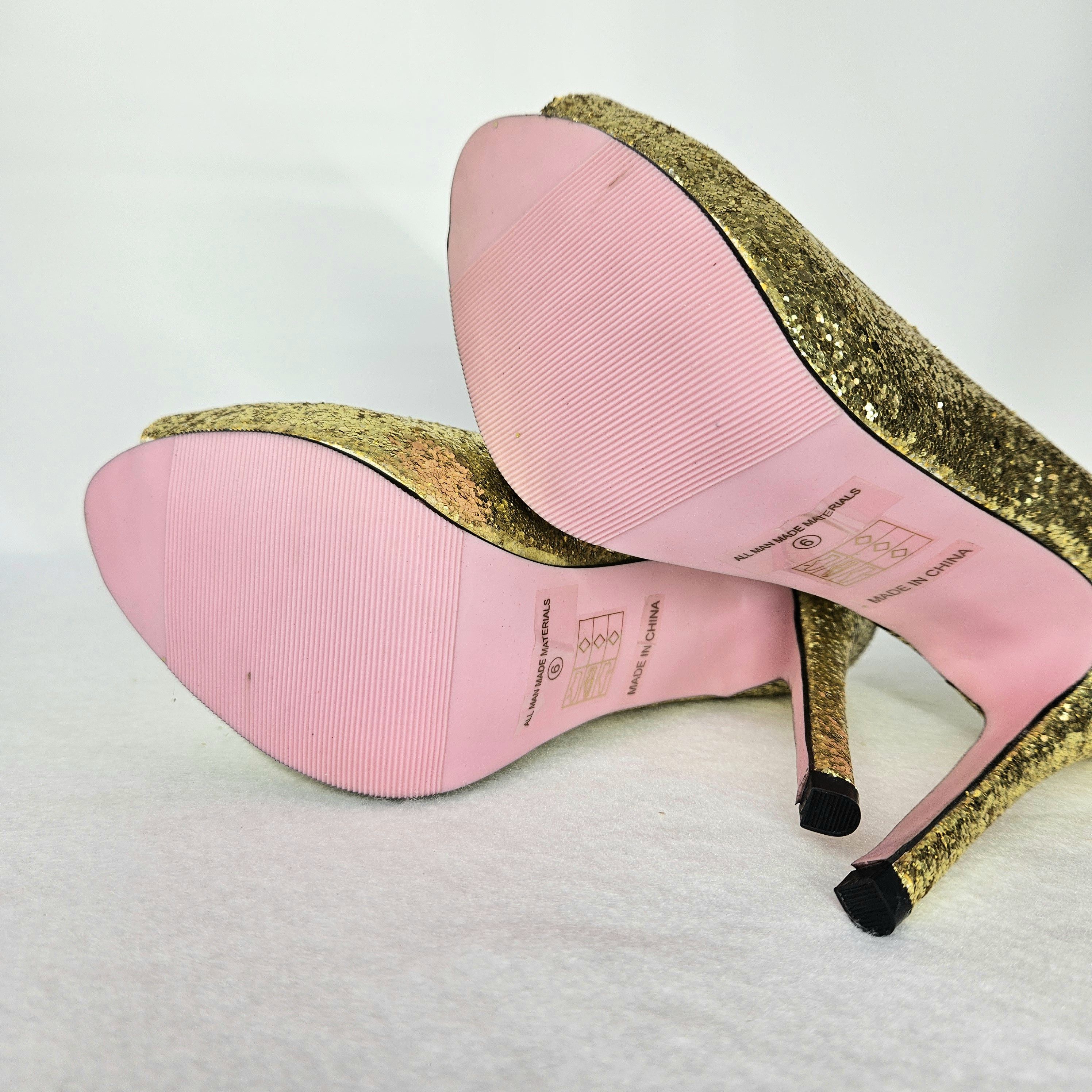 Other Leg Avenue Size 6 Gold Pumps Center Stage Bling Stiletto Size US 6 / IT 36 - 8 Thumbnail
