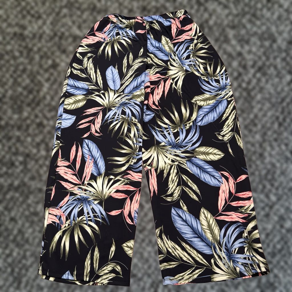 Vintage Philosophy Womens Wide Leg Pants Floral Black High Rise M Size 32" / US 10 / IT 46 - 1 Thumbnail
