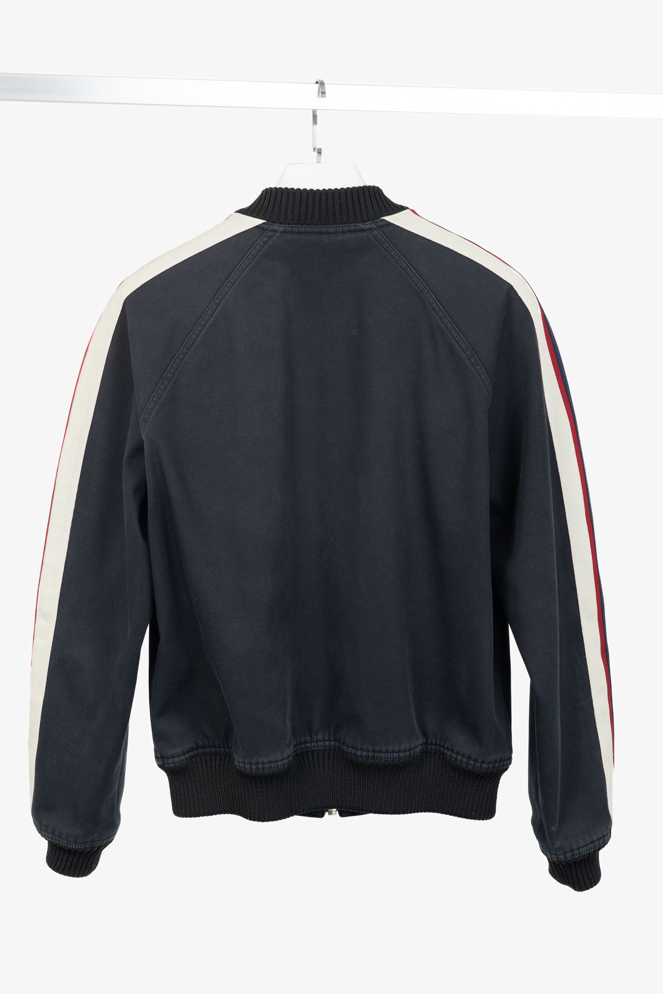 Sandro Sandro Navy Blue Striped Sleeve Bomber Jacket Size US L / EU 52-54 / 3 - 2 Thumbnail