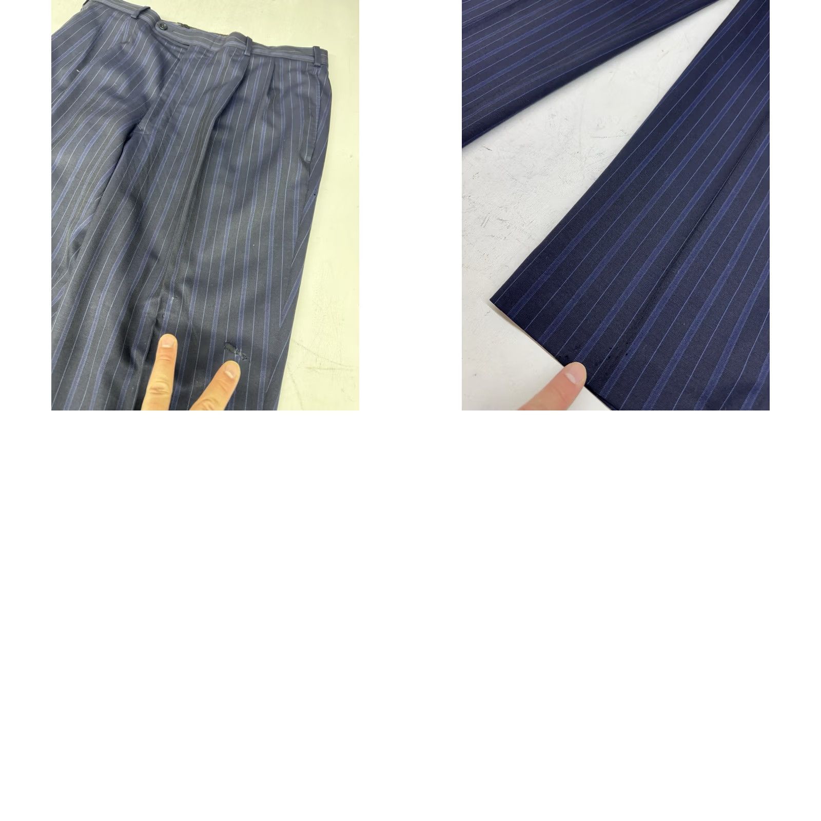 Vintage VINTAGE Tom James Suit Mens 46R Blue Striped 3 Button Wool Pants 31x32 Holland Sherry Size 46R - 11 Thumbnail