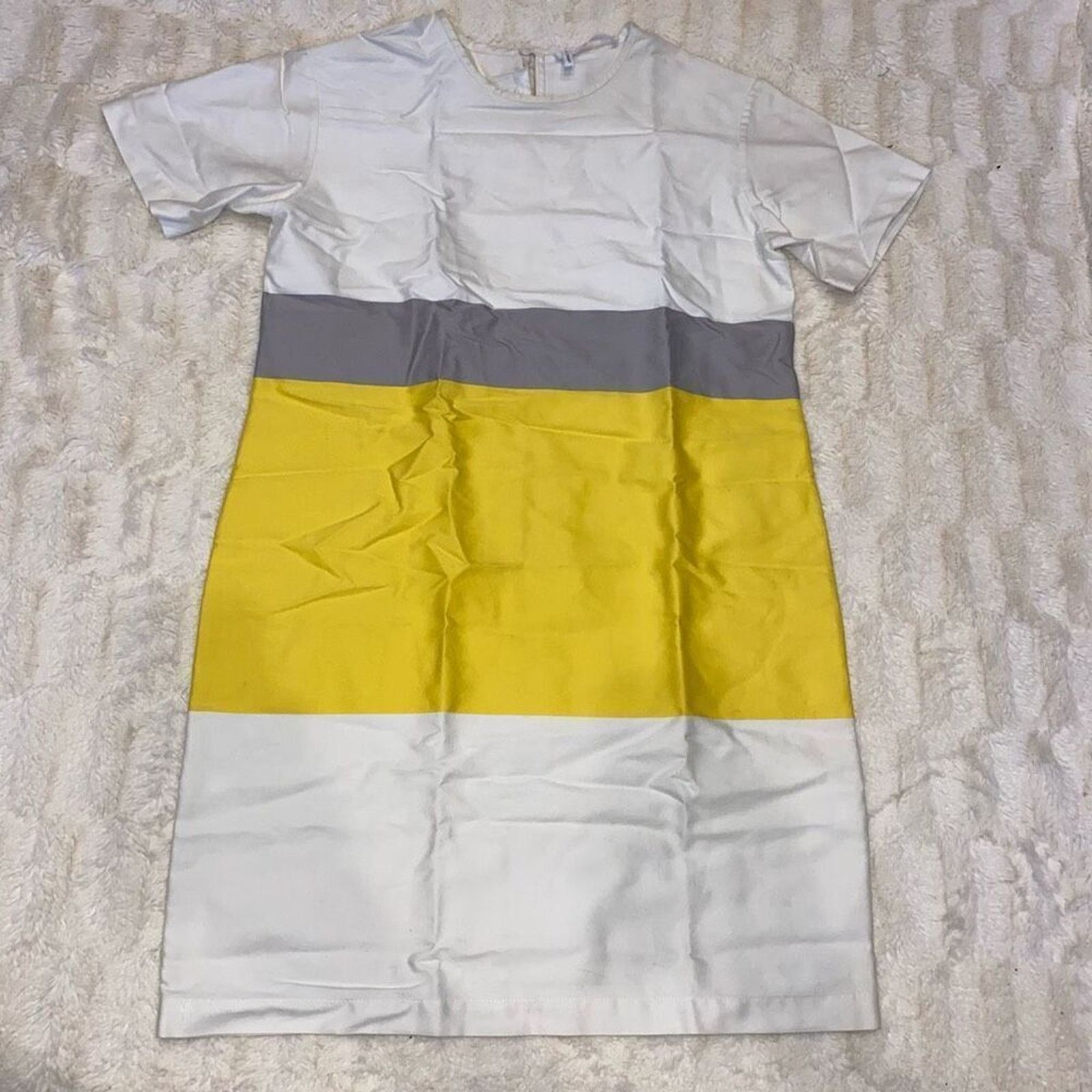 Derek Lam 10 Crosby Derek Lam White and Yellow Modern Short Sleeve Dress | Sz 4 Size S / US 4 / IT 40 - 5 Thumbnail