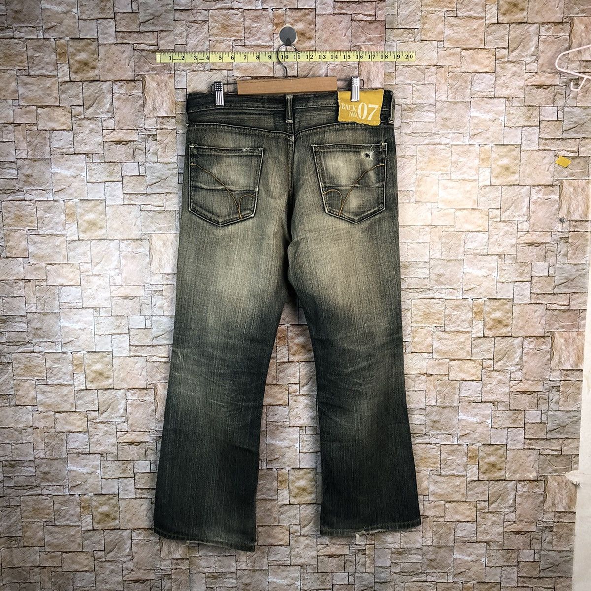 Japanese Brand Back Number Black faded vintage Denim Pants #A1009 Size US 31 - 12 Thumbnail