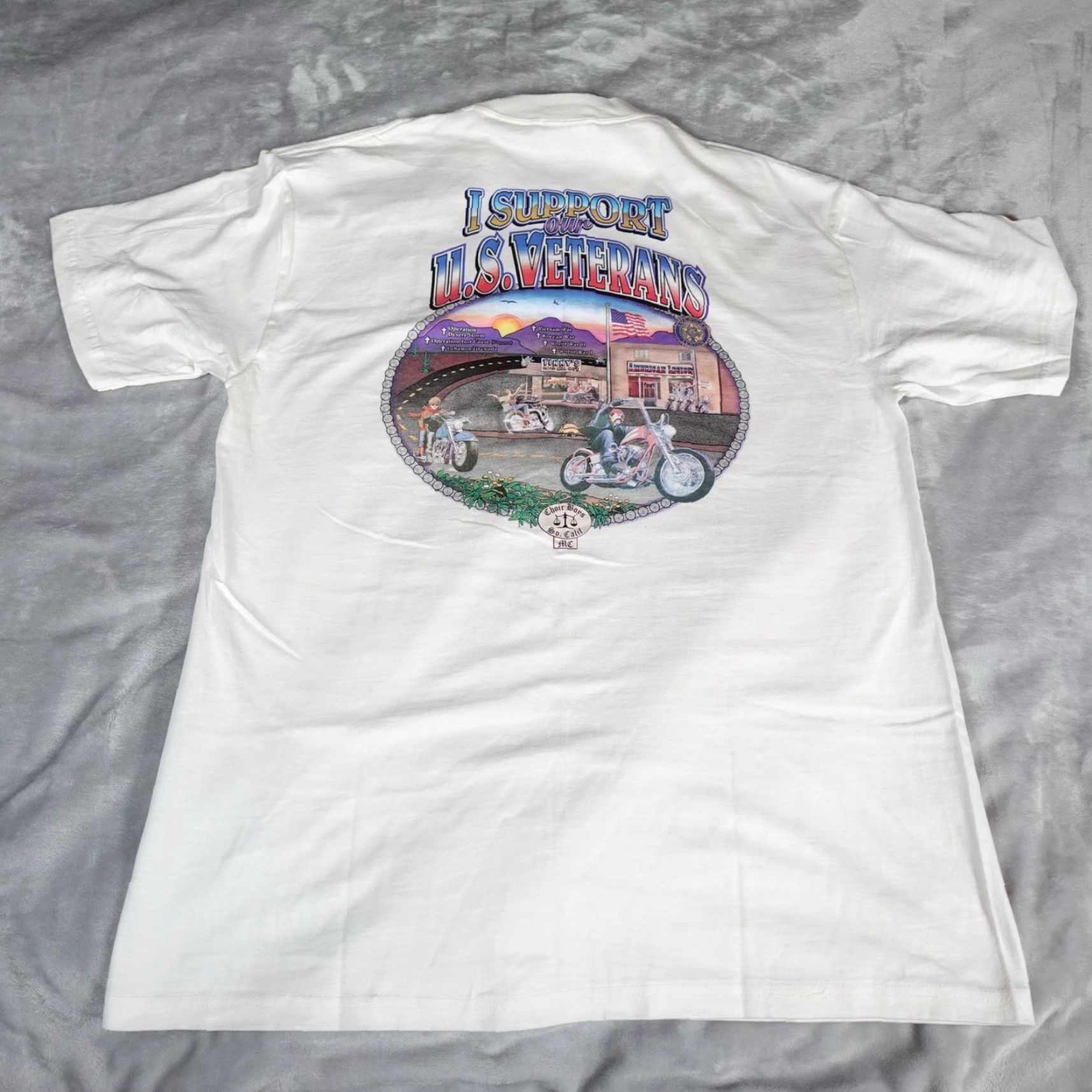 Hanes VINTAGE Hanes T-Shirt Men L White Biker Theme Graphic Print Motorcycle Club Veterans Shirt 2000s Size US L / EU 52-54 / 3 - 2 Thumbnail