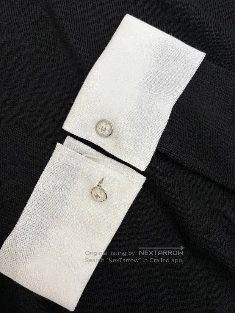 Chanel Chanel Black and white stitching doll collar woollen sweat Size S / US 4 / IT 40 - 3 Thumbnail