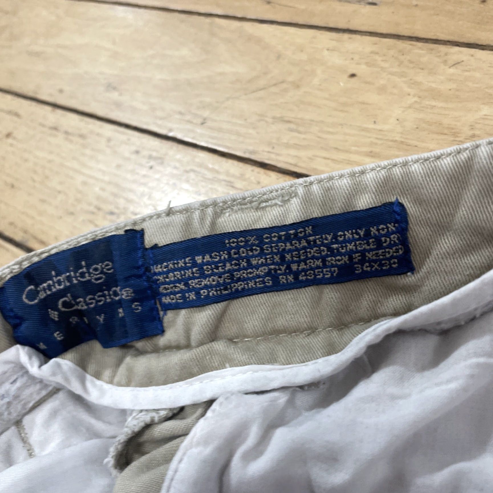 Vintage VINTAGE Cambridge Classics Men Pants 34x30 Khaki Beige 90s Casual Straight Wide Twill 34 Mens Size US 34 / EU 50 - 4 Thumbnail